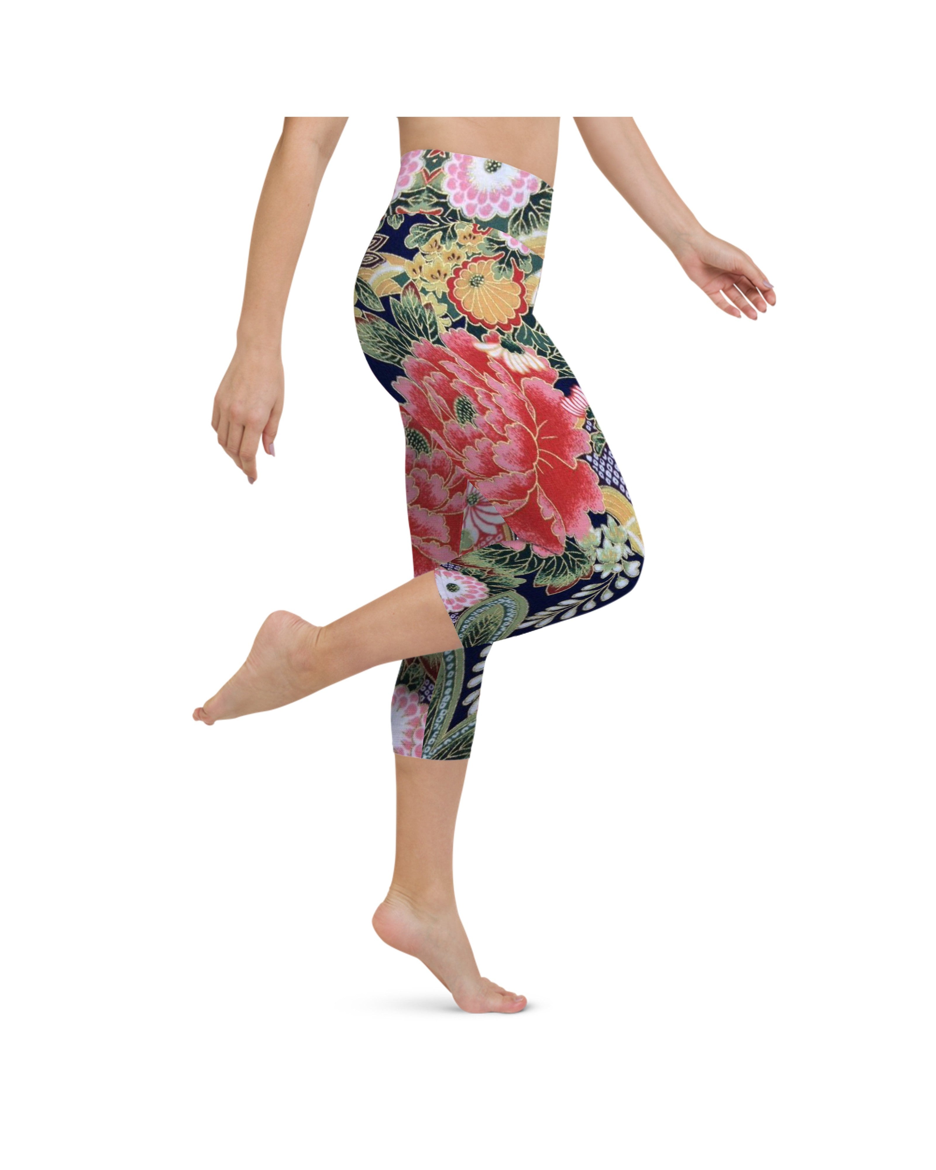 Oriental Floral Yoga Capris | GearBunch