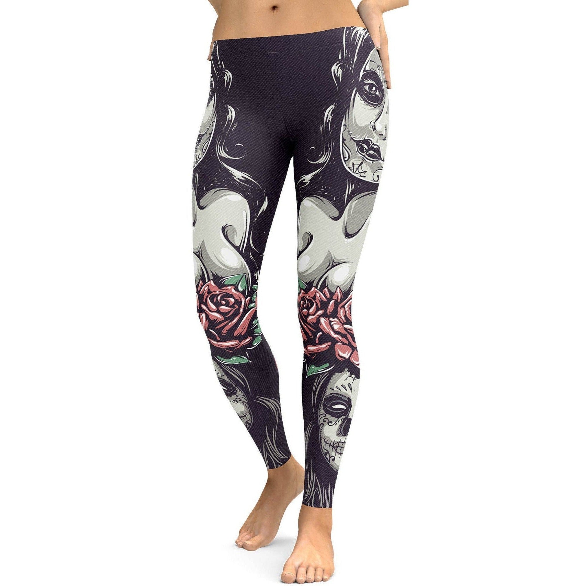 Sugar Skulls and Roses Leggings | GearBunch Leggings