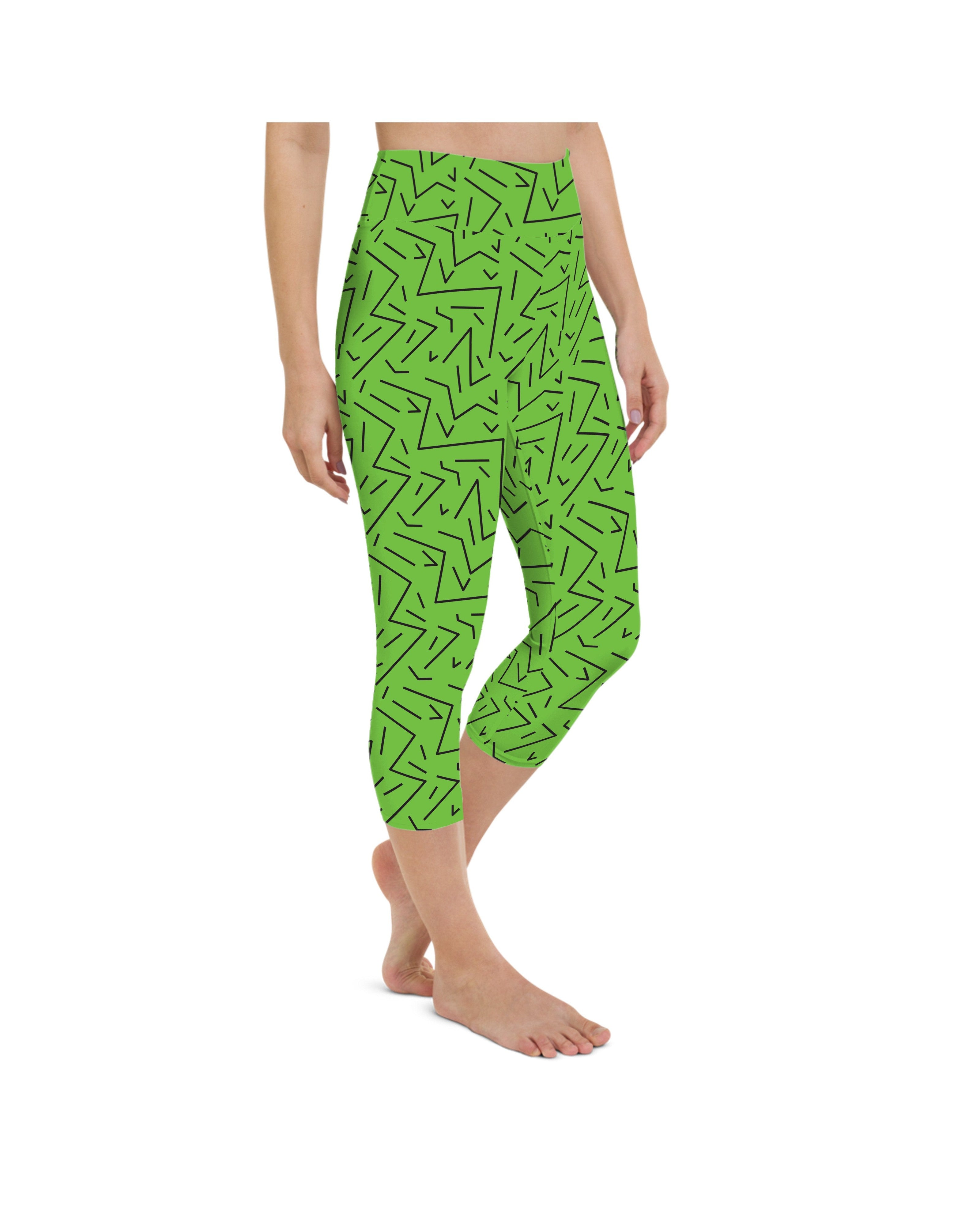 Green Black Line Yoga Capris Gearbunch