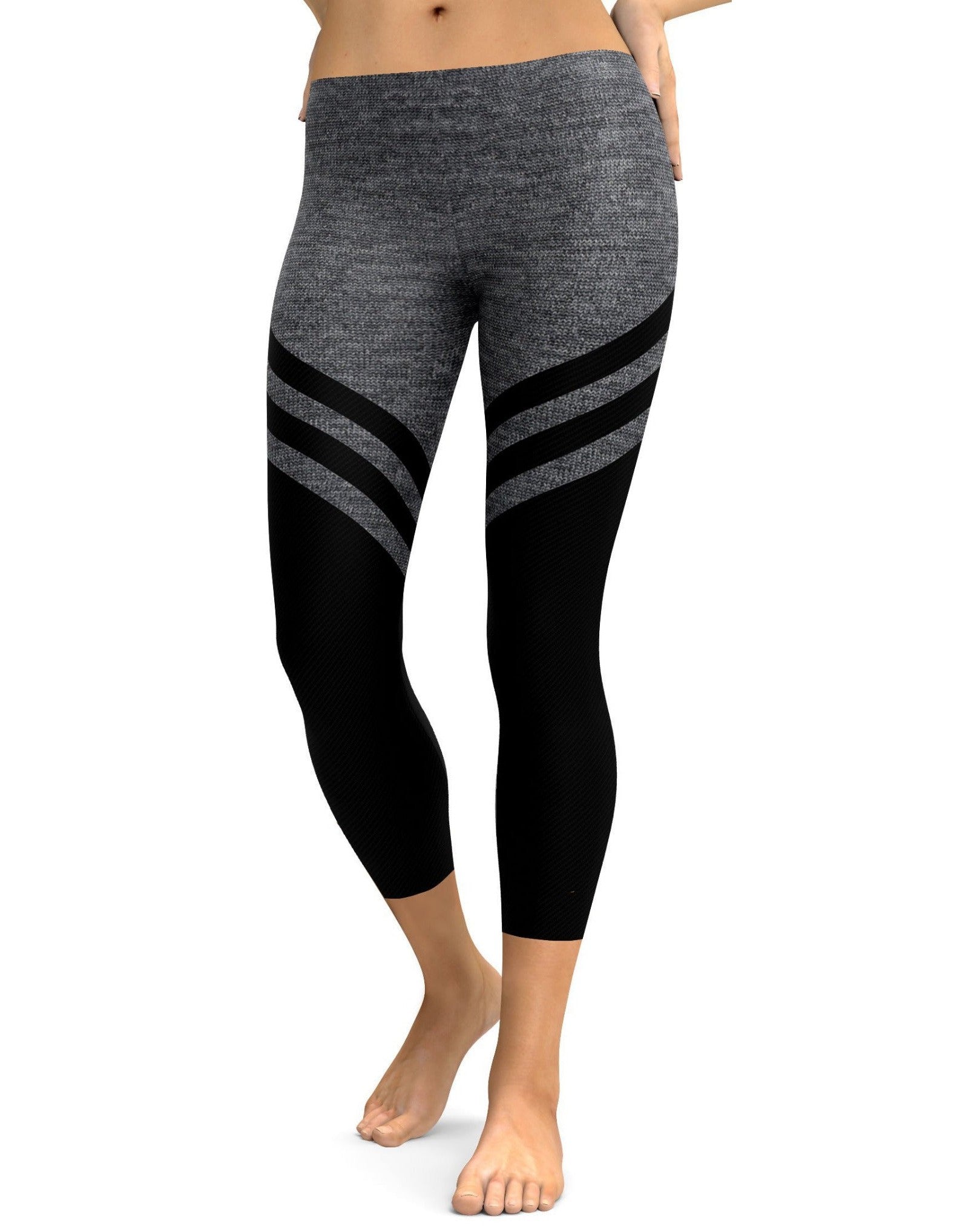 Black & Faux Heathered Stocking Capris - GearBunch Leggings