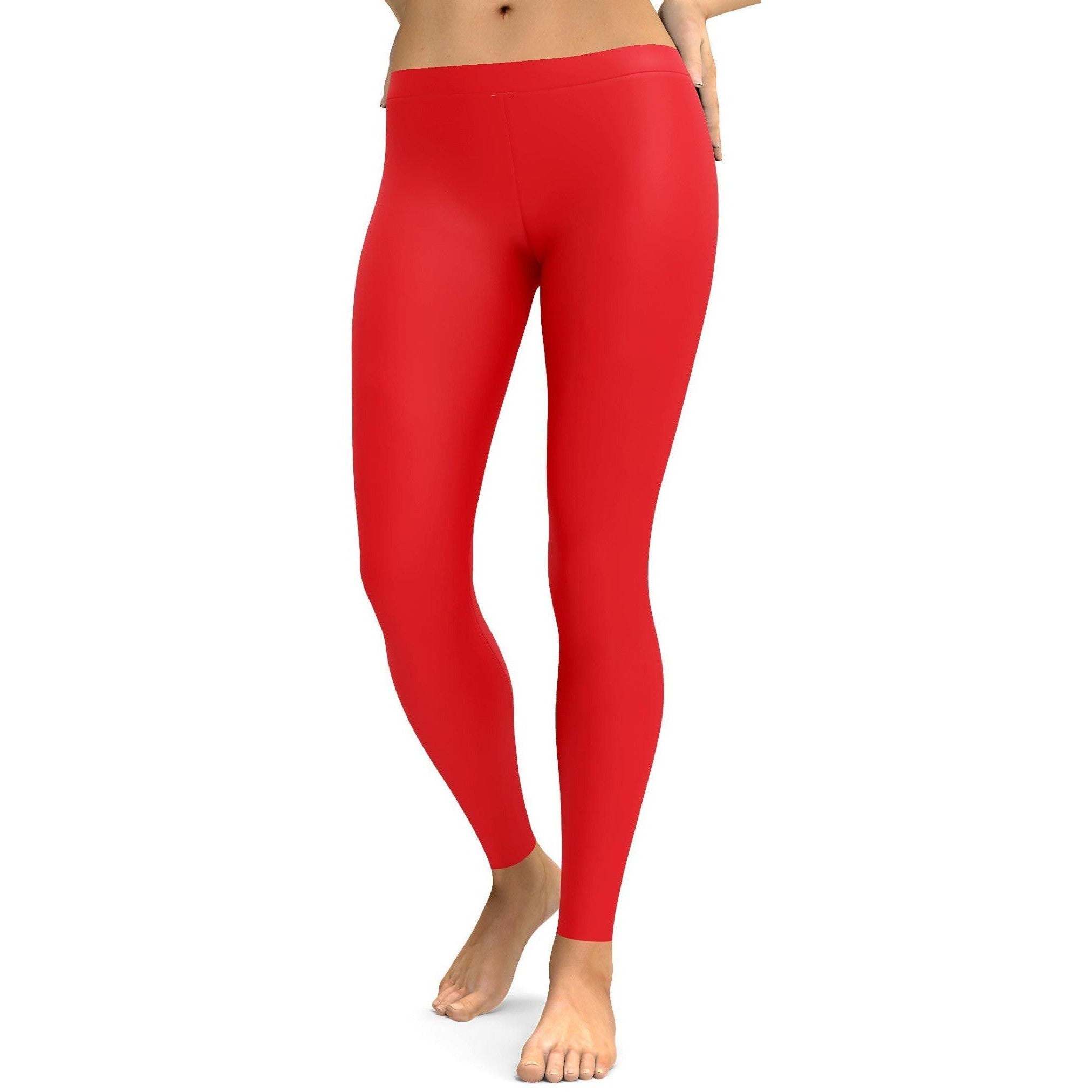Solid Hot Red Leggings - GearBunch Leggings