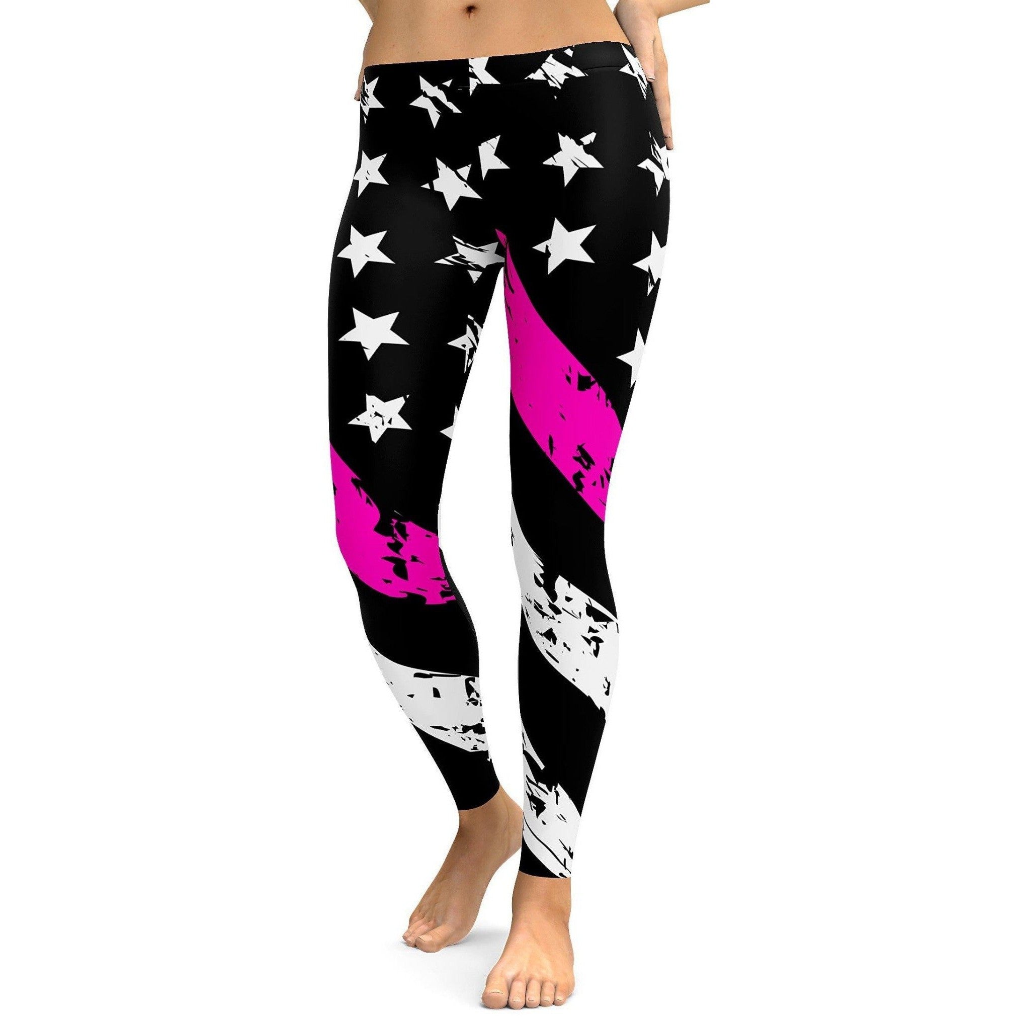 Thin Pink Line Leggings - GearBunch Leggings
