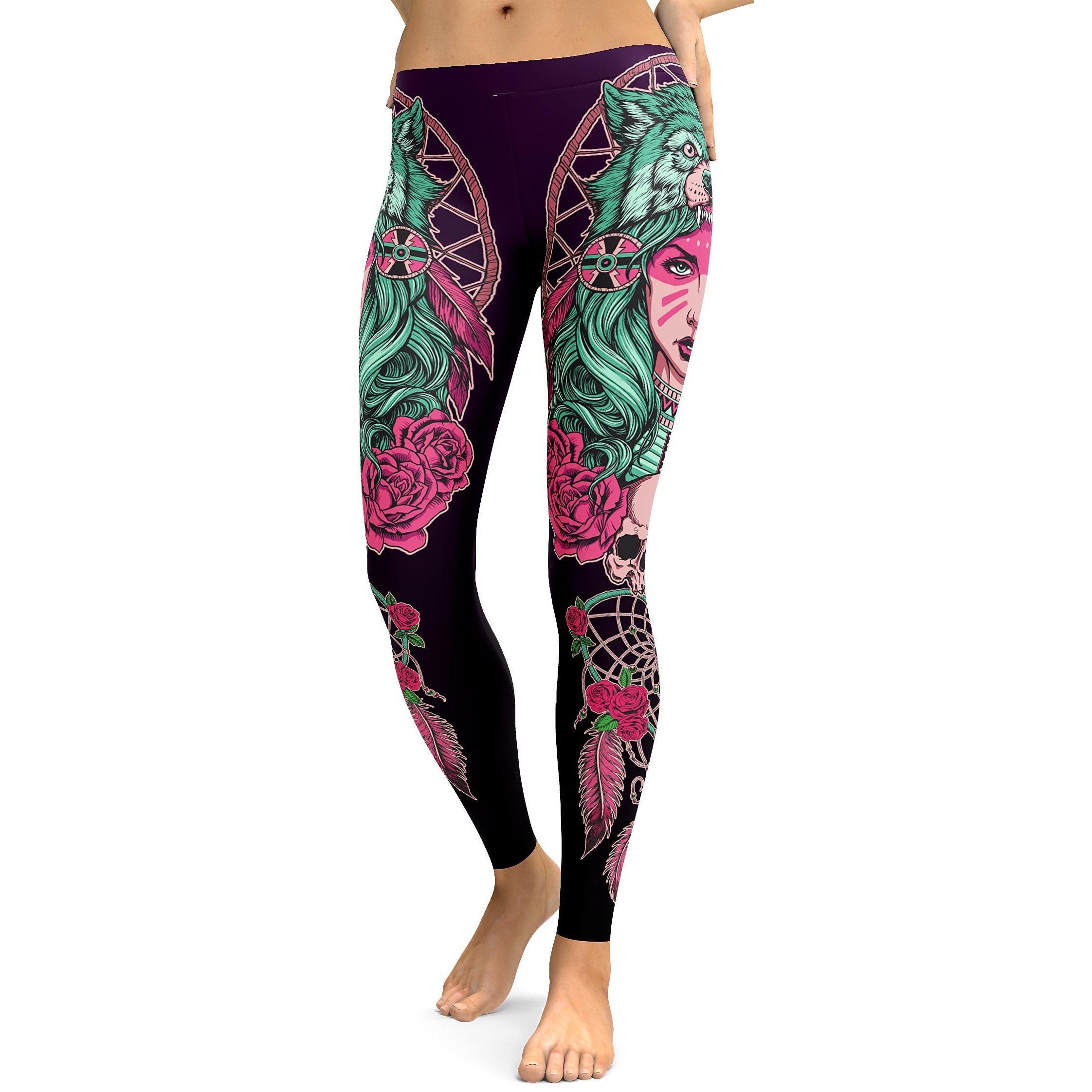 Native American Warrior Leggings - GearBunch Leggings / Yoga Pants