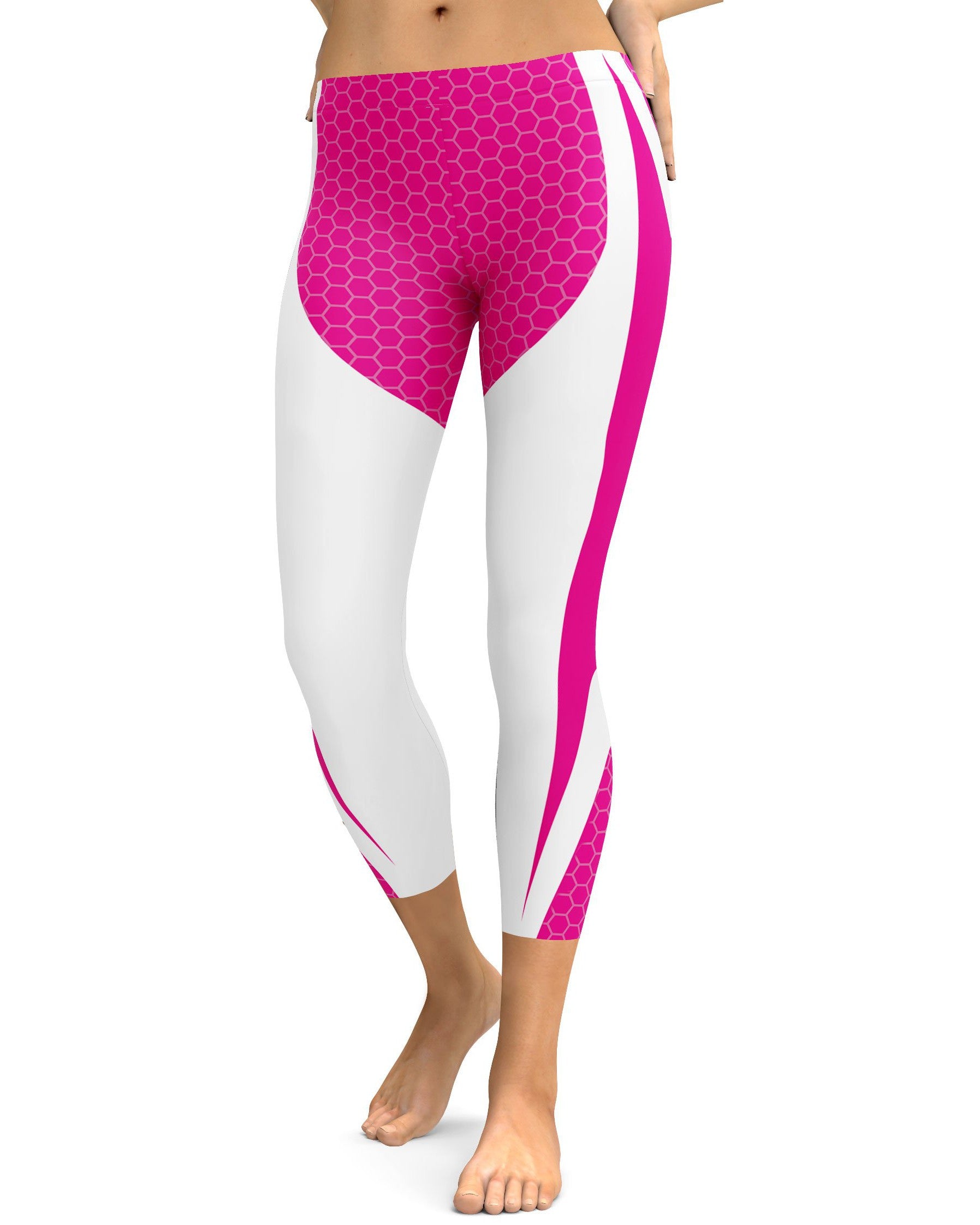 Pink Honeycomb Carbon White Capris