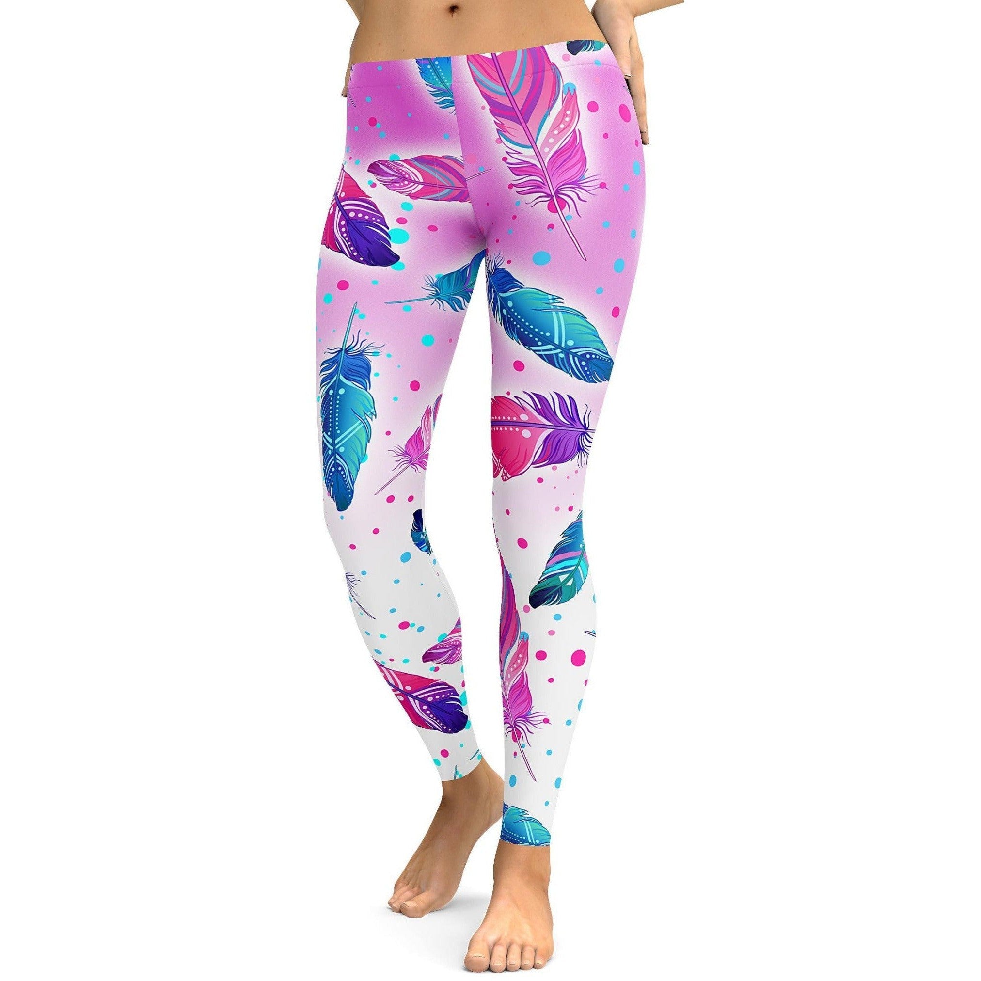 Dreamy Falling Feathers Leggings - GearBunch Leggings