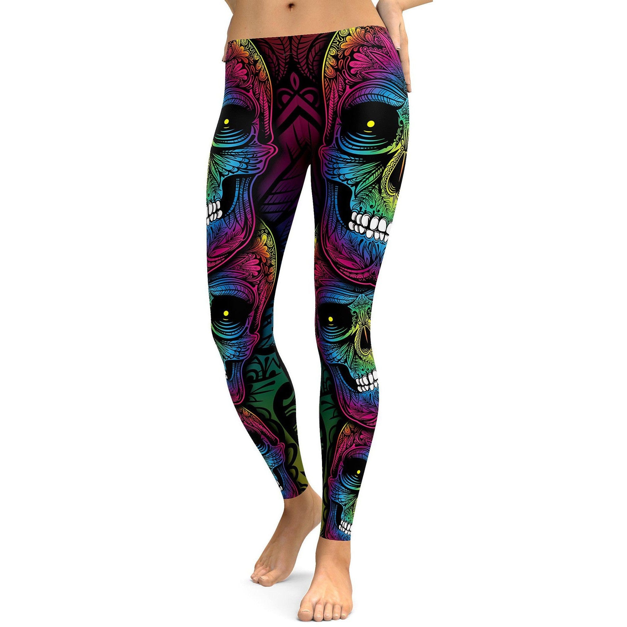 Rainbow Skull Leggings - GearBunch Leggings / Yoga Pants
