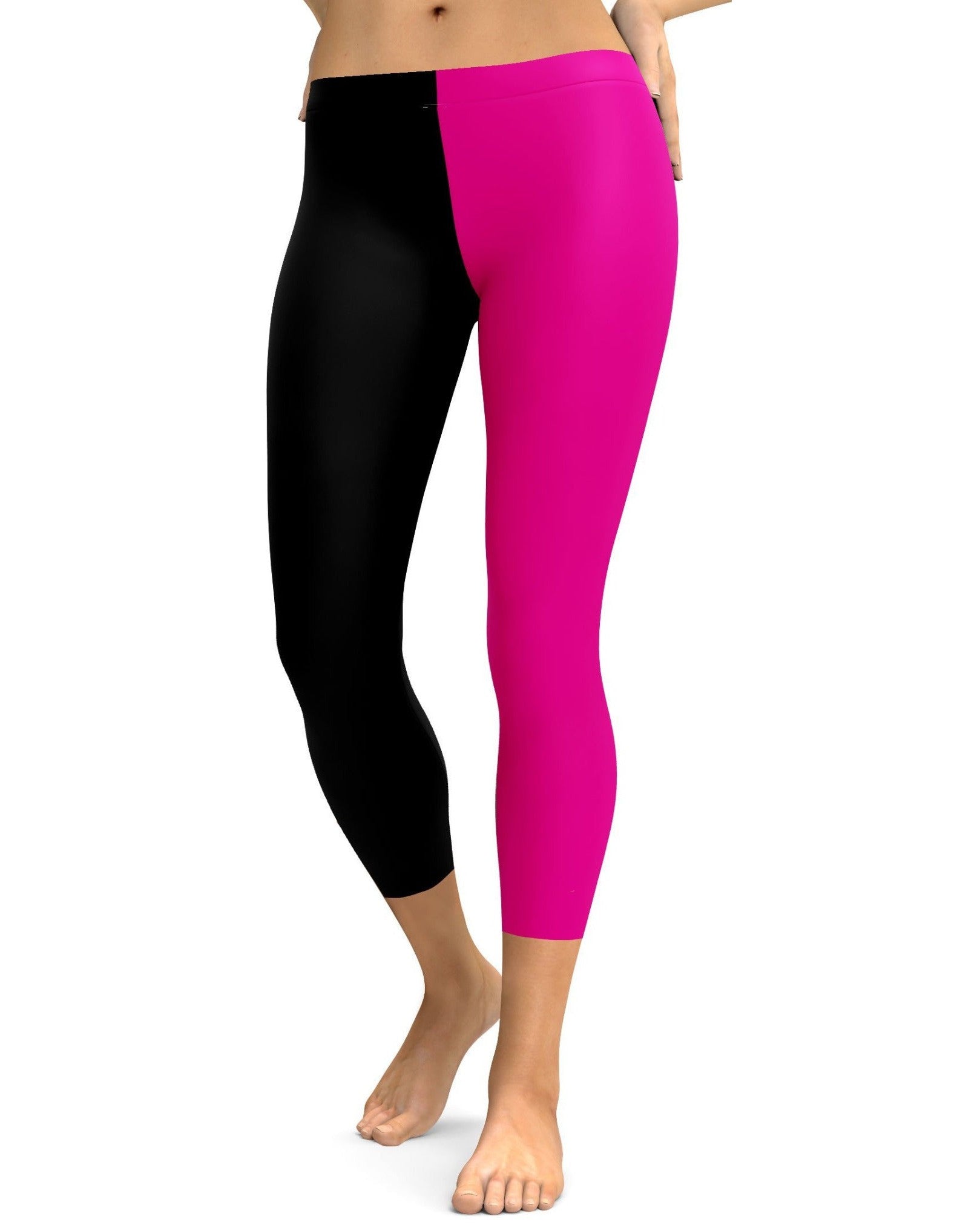 Two Tone Pink & Black Capris - Gearbunch Leggings
