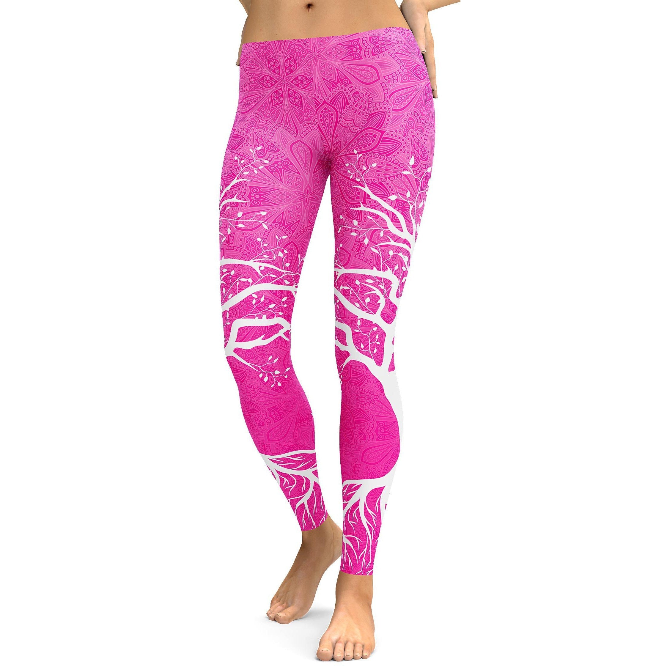 Hot Pink Tree of Life Leggings - GearBunch Leggings / Yoga Pants
