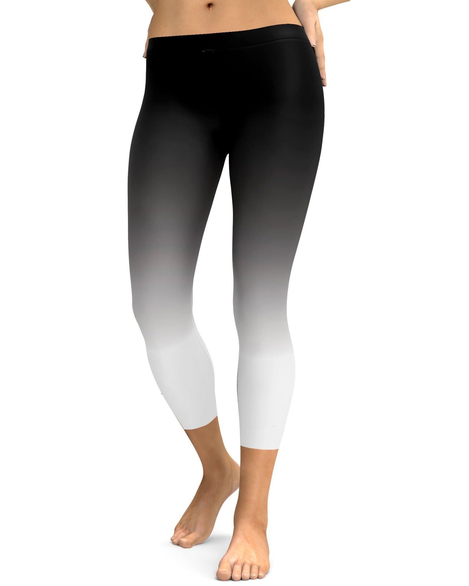 Womens Fashion Ombre Black to White Capris Leggings Black/White | Gearbunch.com