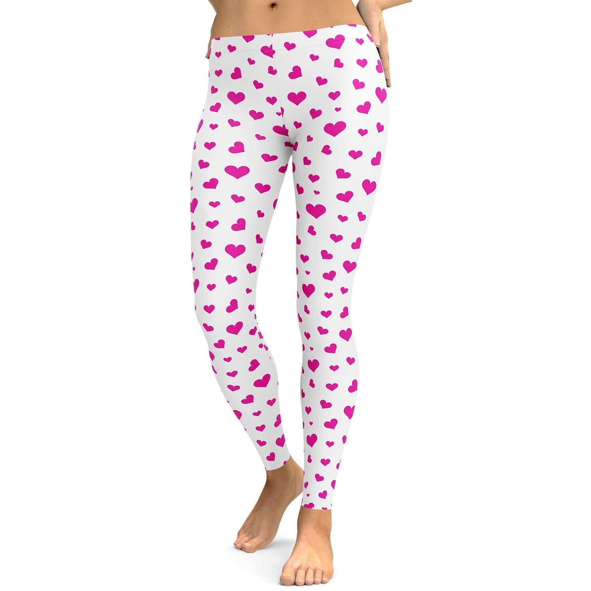 Pink Hearts Leggings - Gearbunch Leggings
