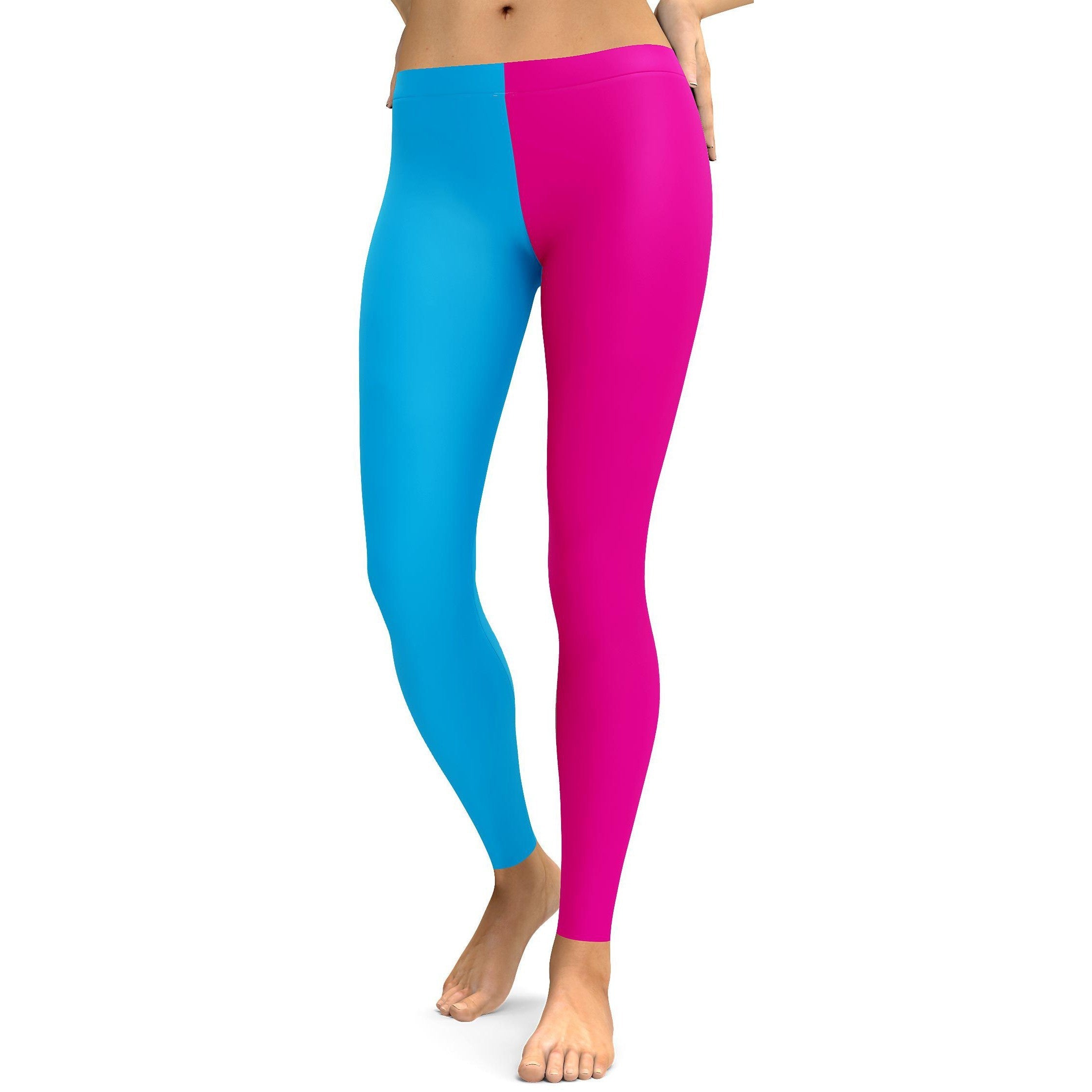Two Tone Pink & Blue Leggings