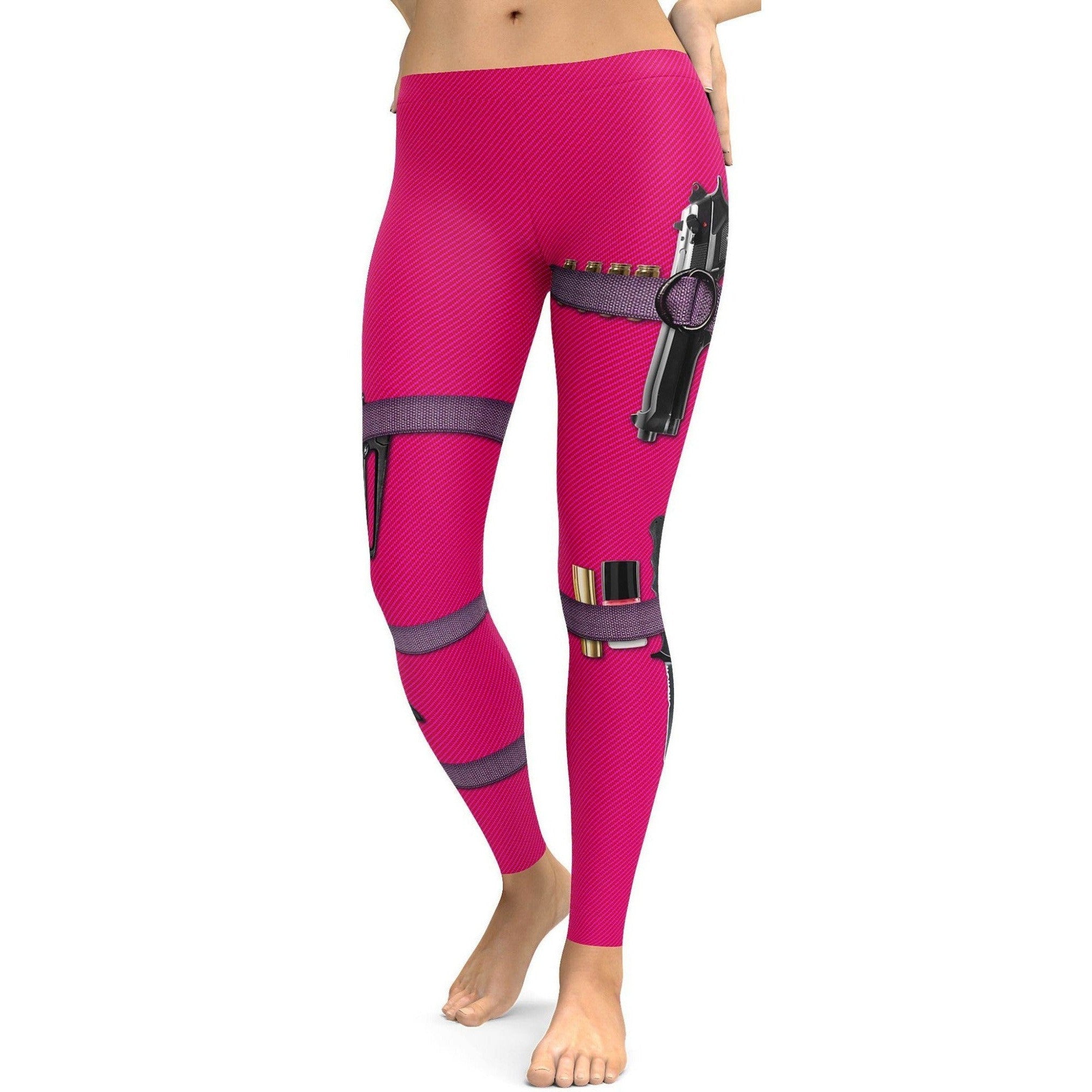 Guns & Make-up Hot Pink Leggings - GearBunch Leggings