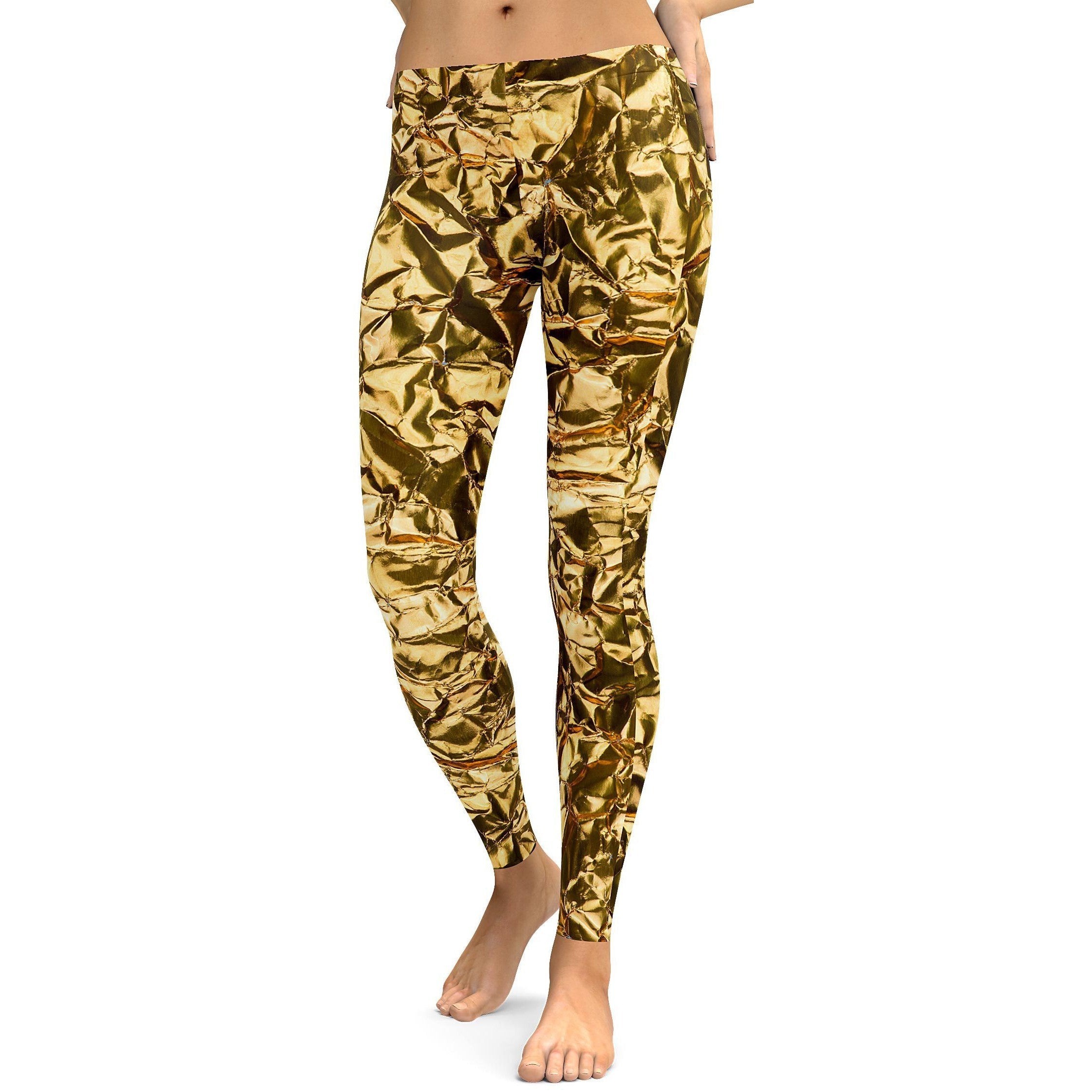Wrinkled Gold Leggings | GearBunch