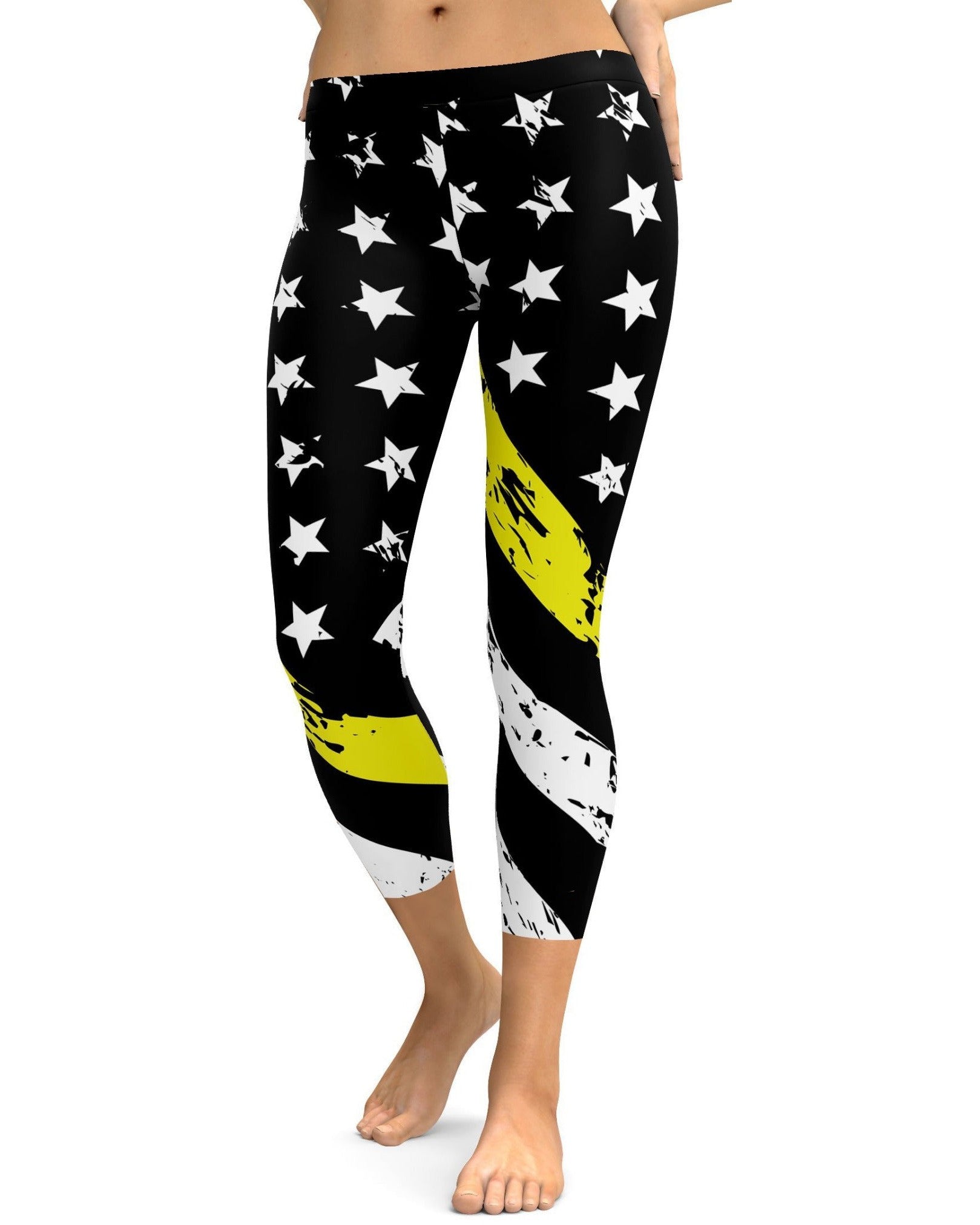 Thin Yellow Line Capris - Gearbunch Leggings