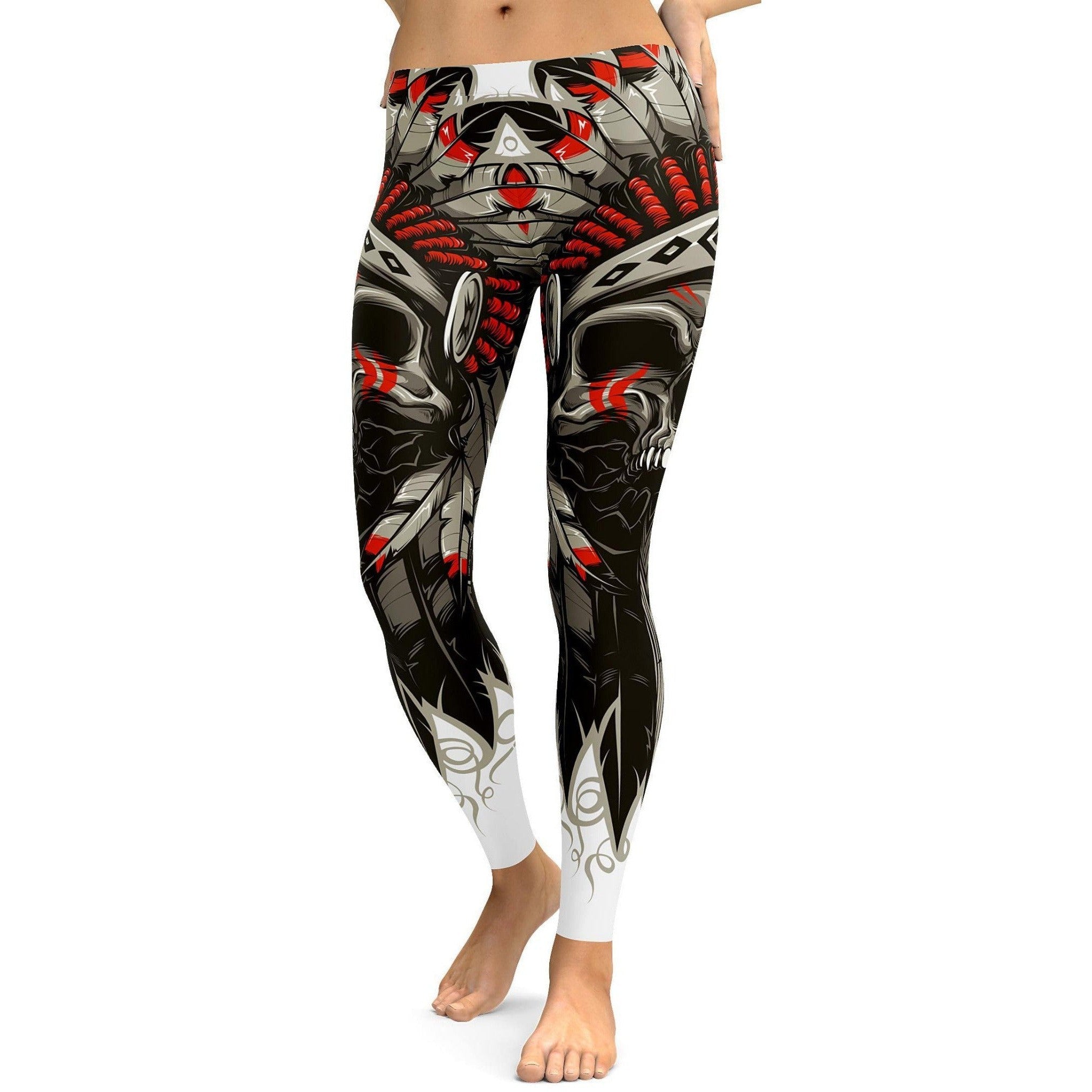 Native Chief Skull Leggings - Gearbunch Leggings