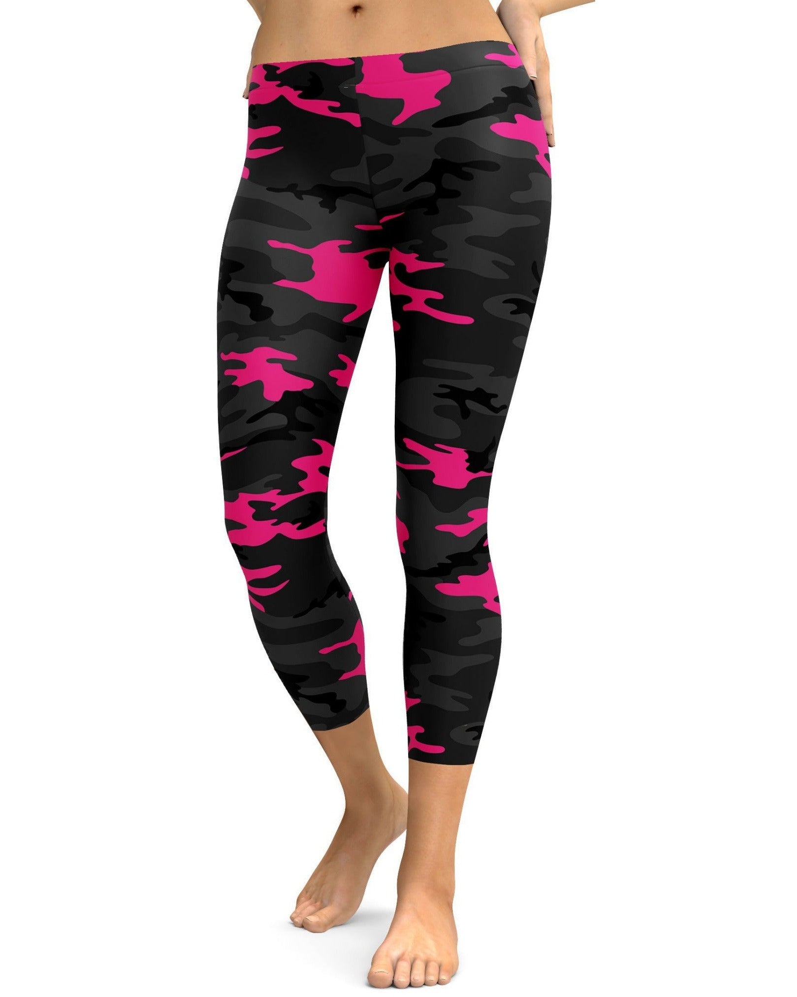 Womens Fashion Comfortable Dark Pink Camo Capris Leggings