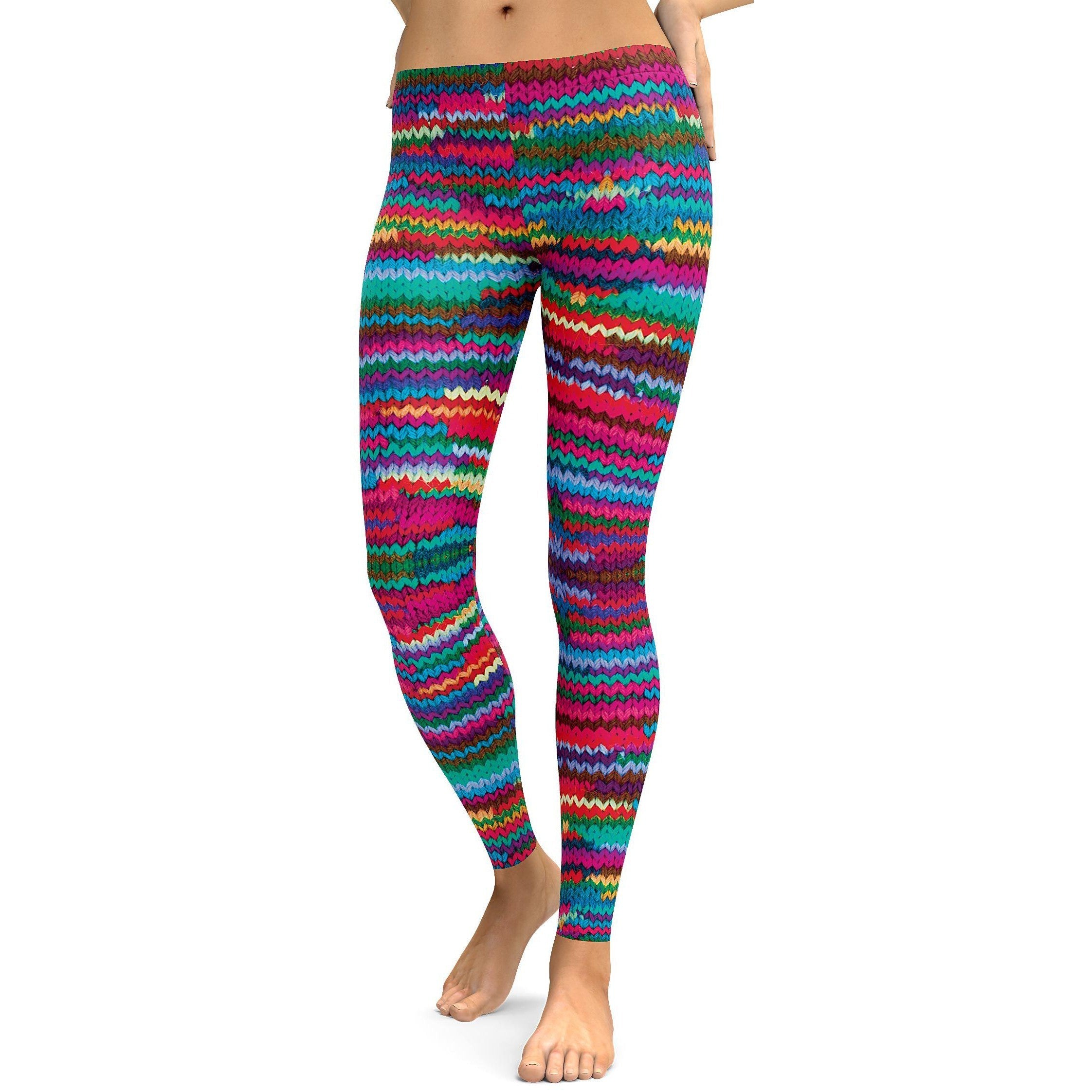 Bright Knitted Pattern Leggings | GearBunch