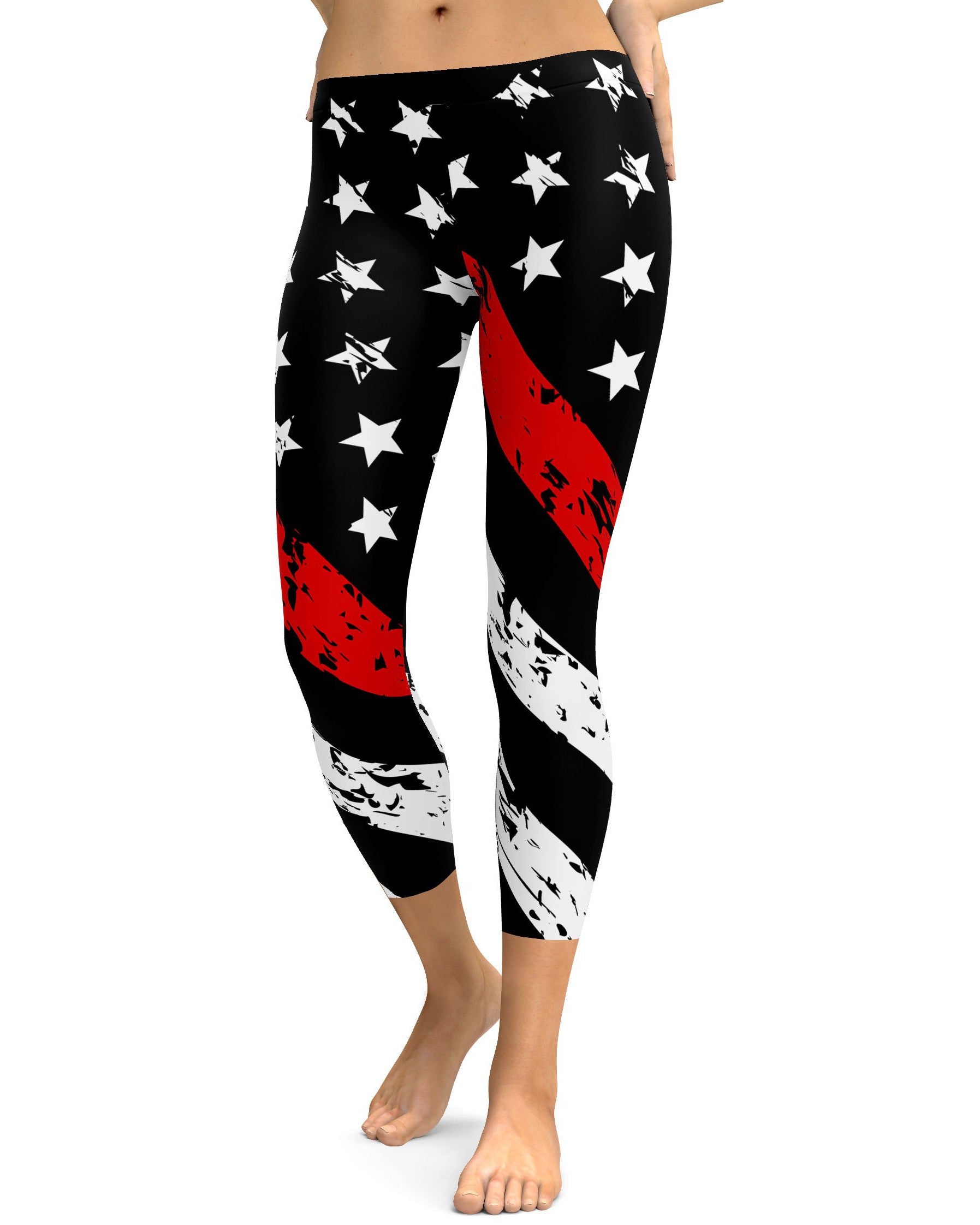 Thin Red Line Capris - GearBunch Leggings / Yoga Pants