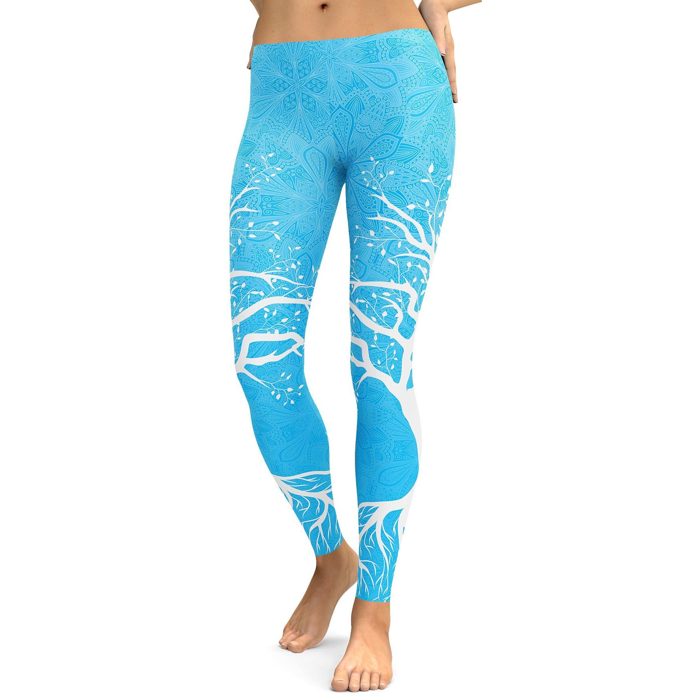 Sky Blue Tree of Life Leggings - GearBunch Leggings / Yoga Pants