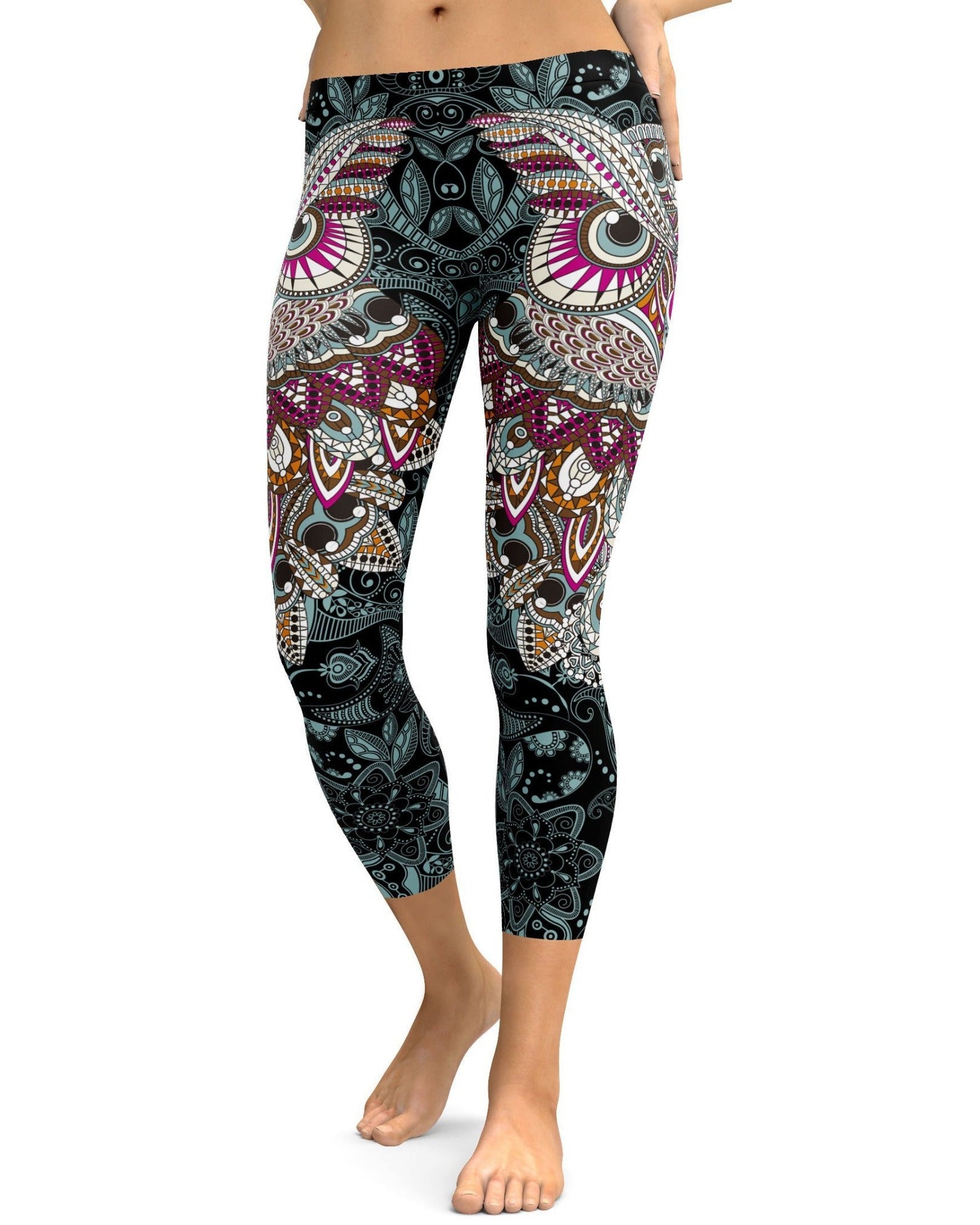 Ornamental Owl Capris - GearBunch Leggings