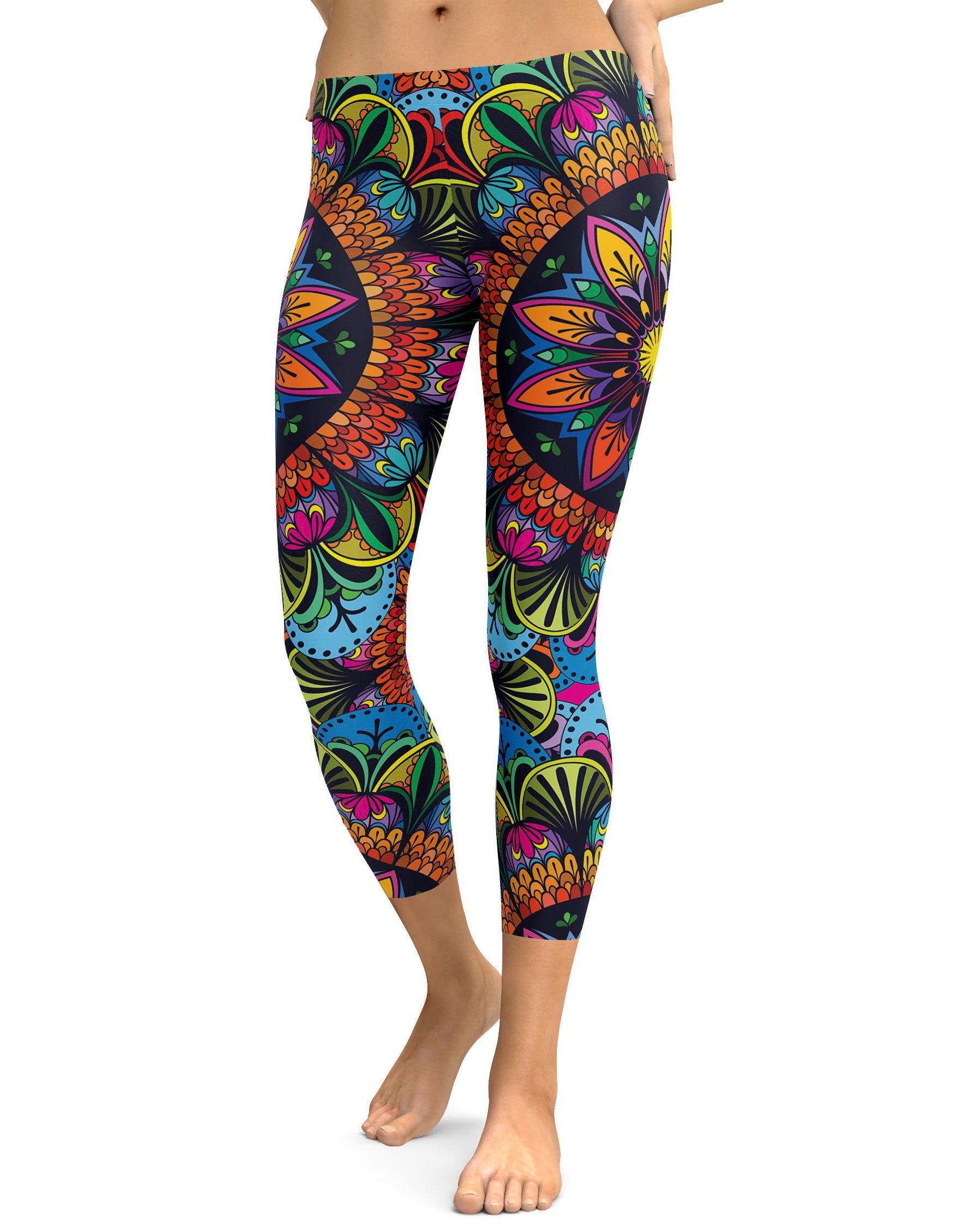 Colorful Mandala Capris - GearBunch Leggings / Yoga Pants