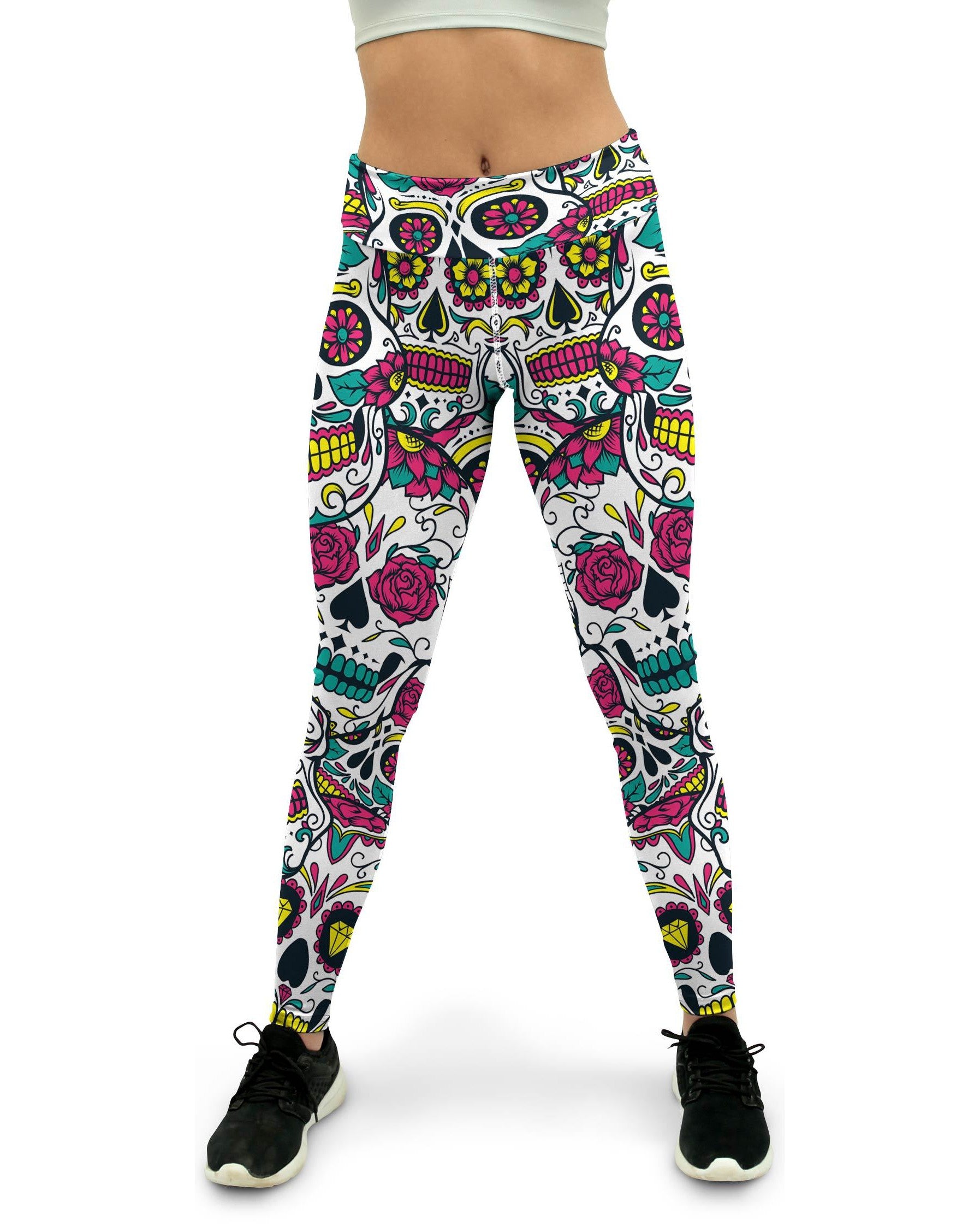 Colorful Sugar Skull Yoga Pants | GearBunch