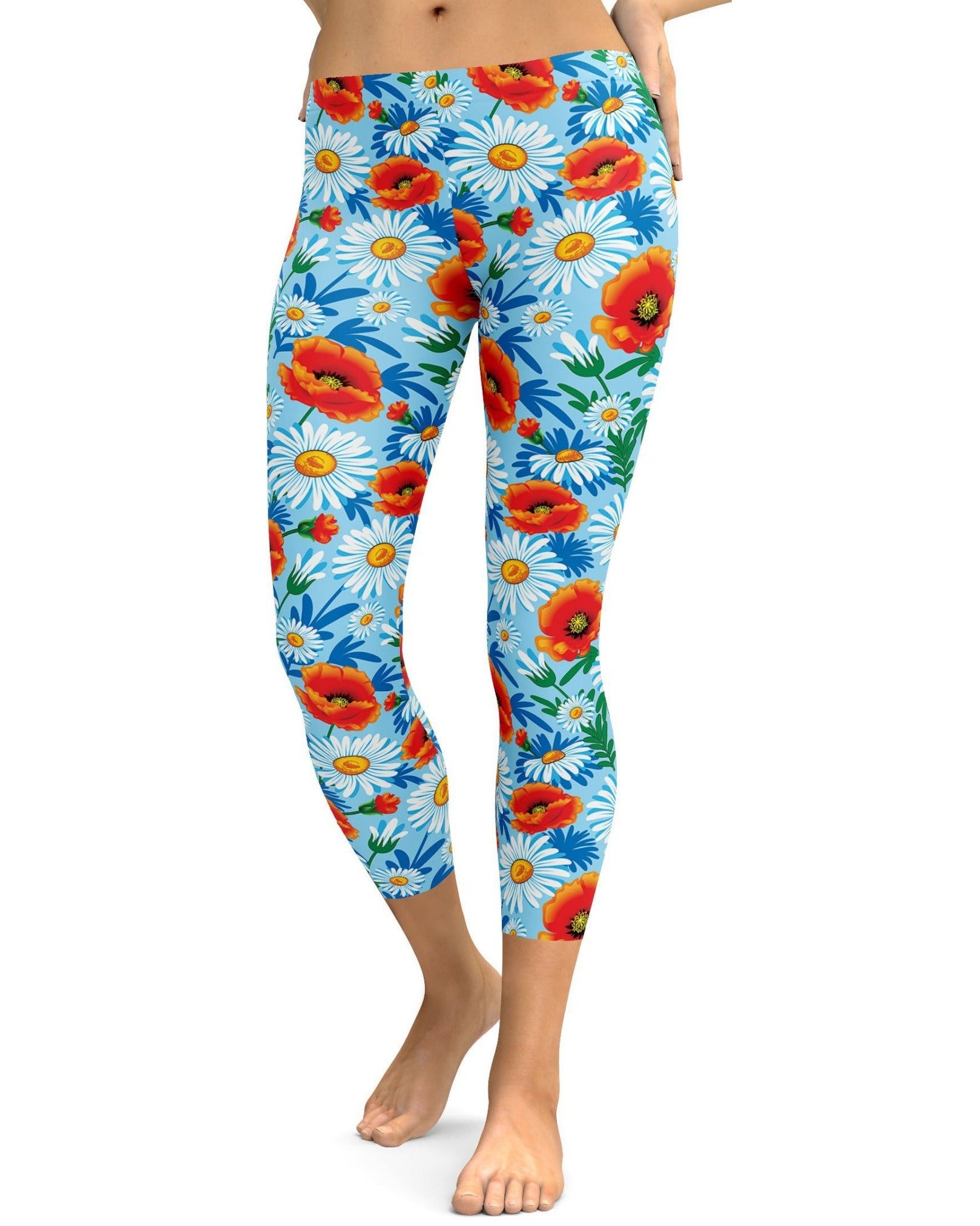 Poppy & Daisy Floral Capris - Gearbunch Leggings