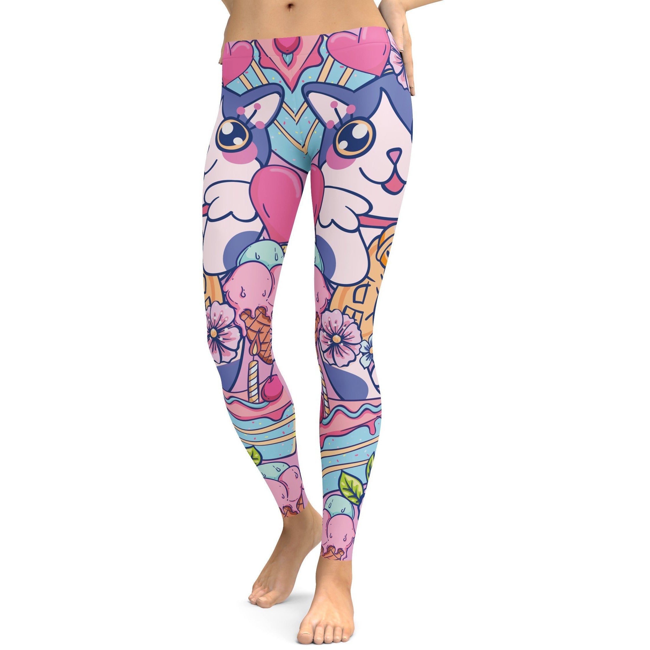 Kawaii - Lucky Cat Leggings - GearBunch Leggings / Yoga Pants