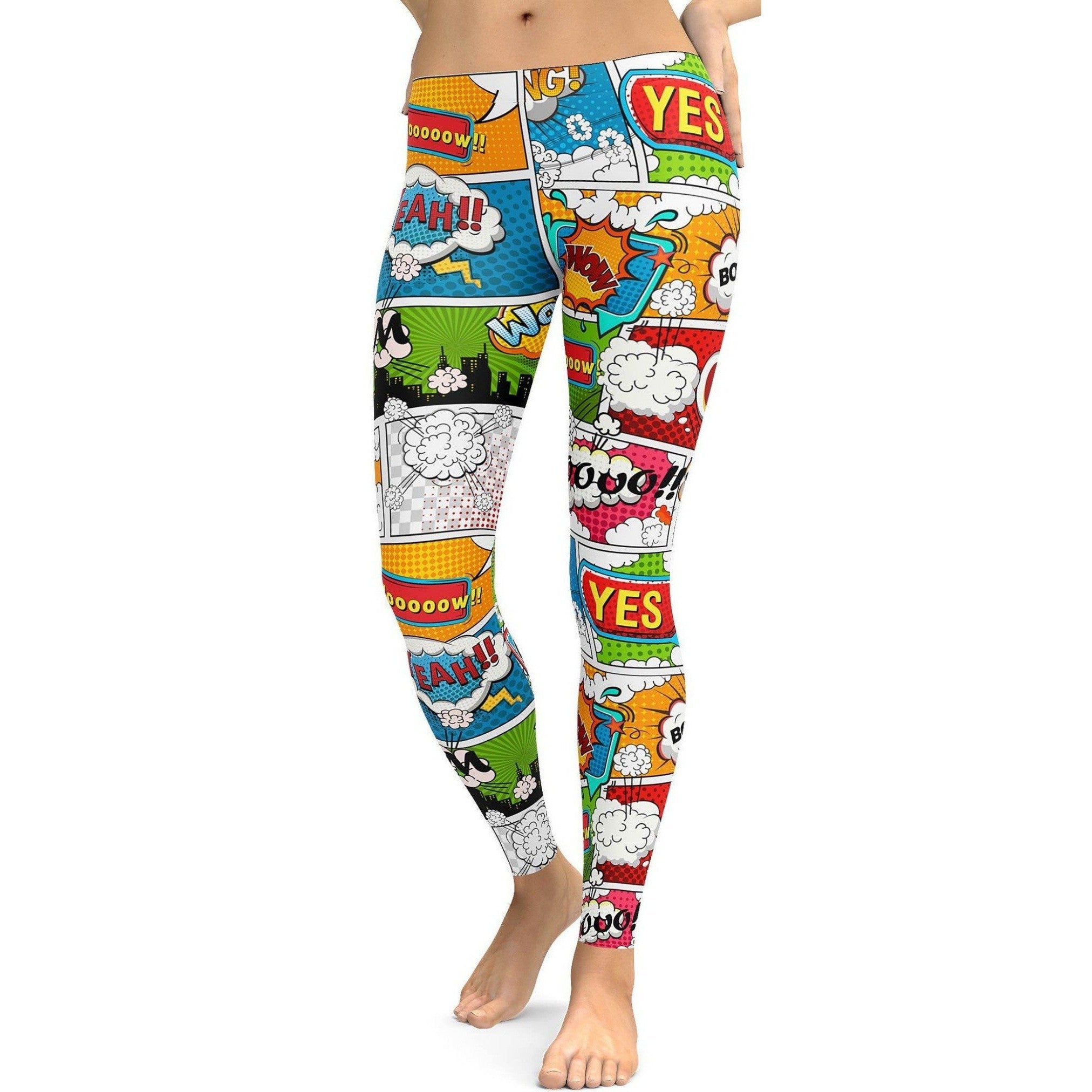 Womens Workout Yoga Comic Book Super Hero Leggings Red/White/Yellow/Green | Gearbunch.com