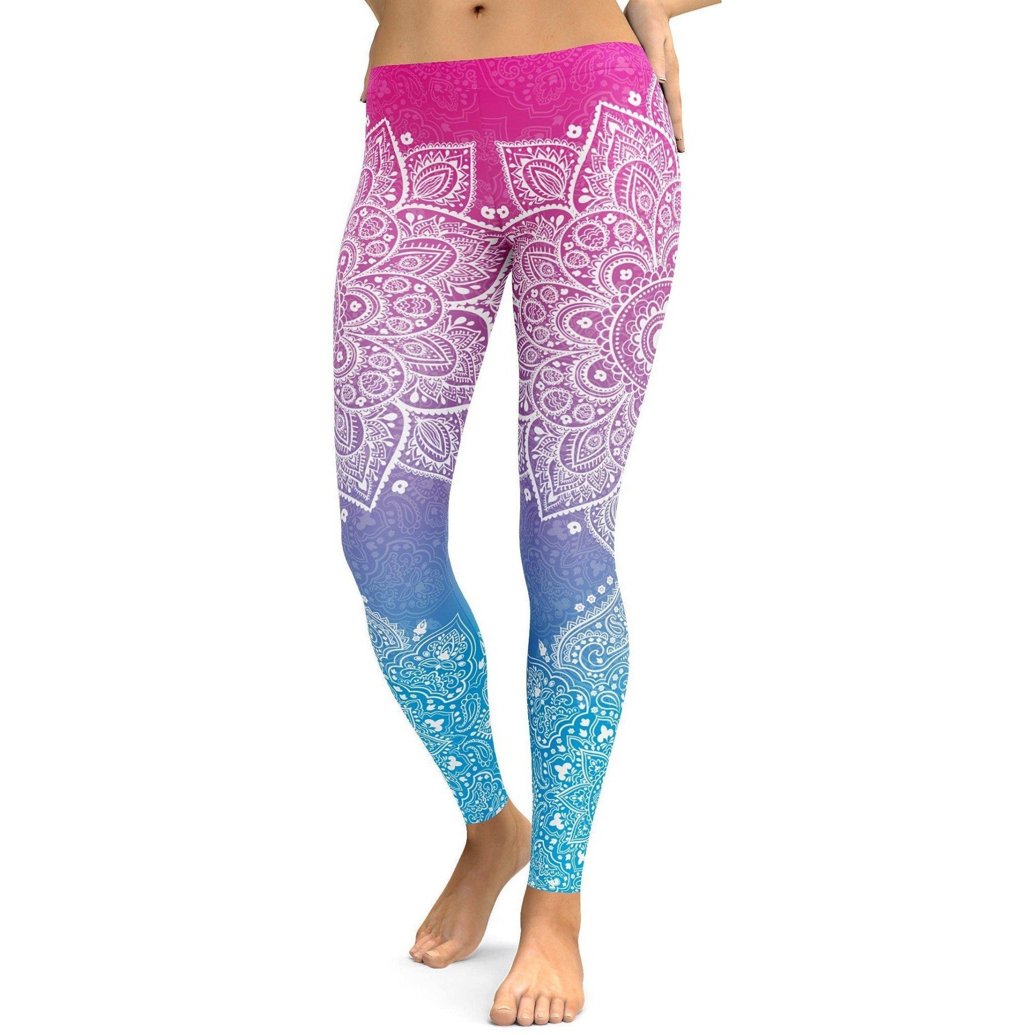 Pink to Blue Mandala Leggings - Gearbunch Leggings