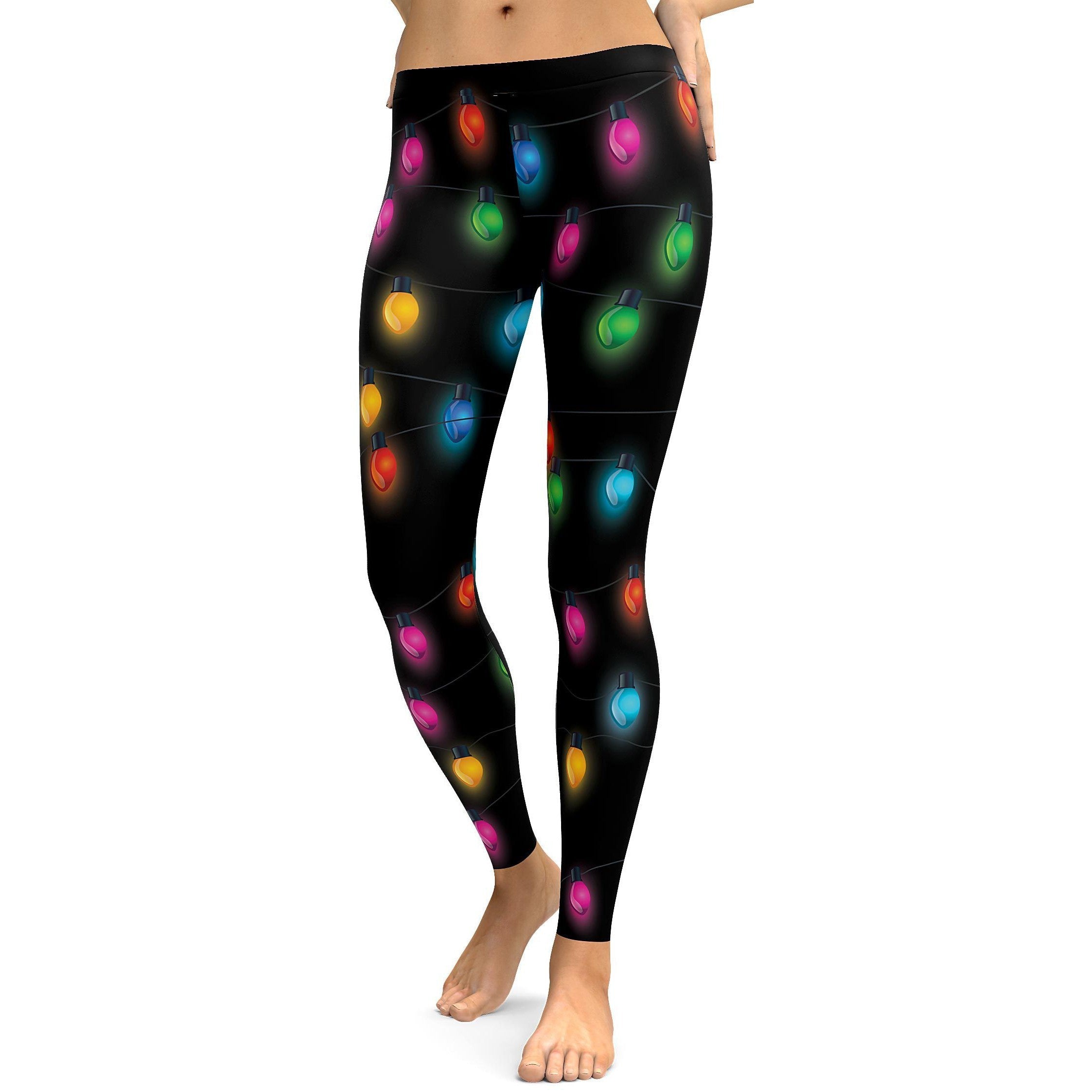 workout and yoga Leggings for women with Christmas Lights Pattern
