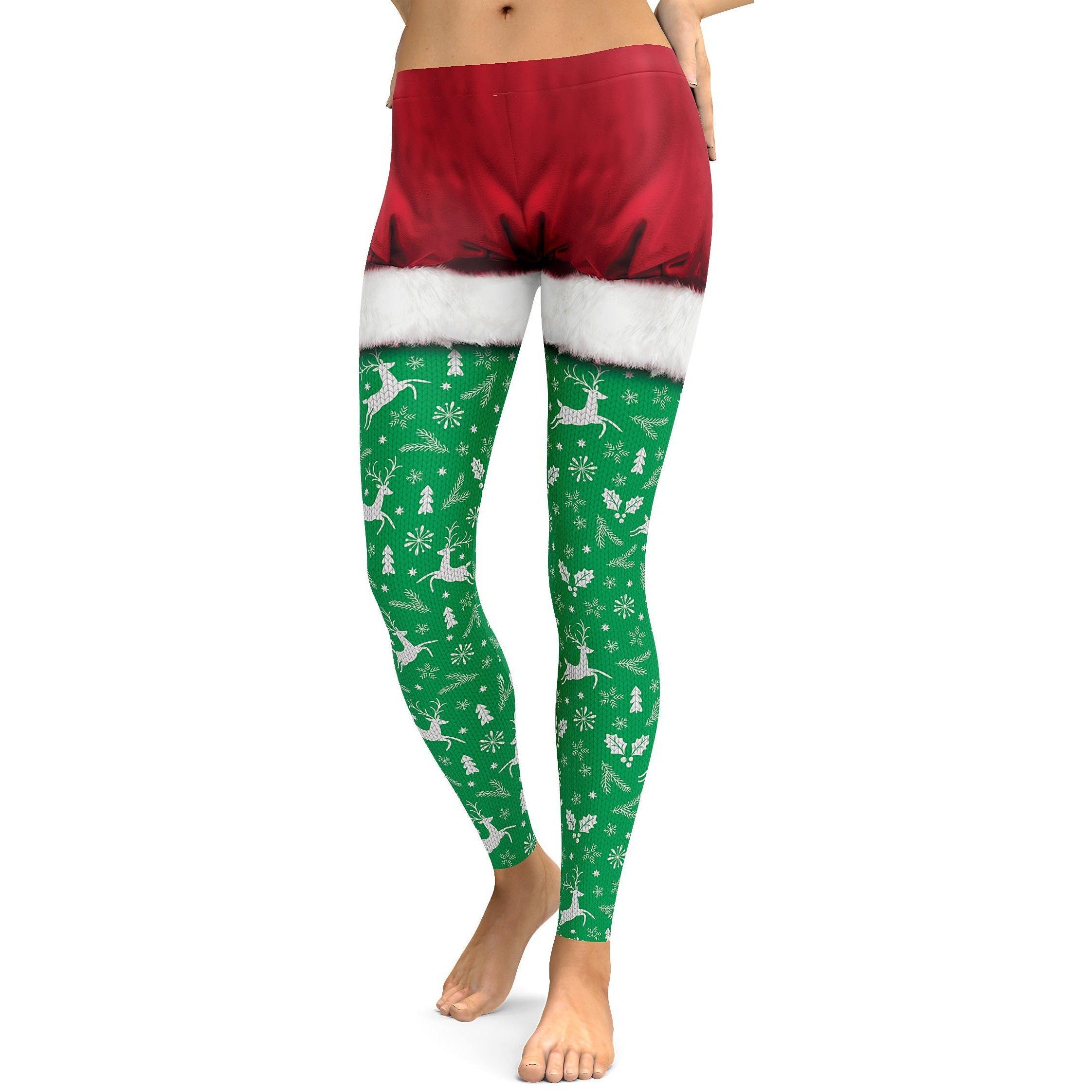 Christmas Shorts & Reindeer Pattern Leggings - GearBunch Leggings / Yoga Pants