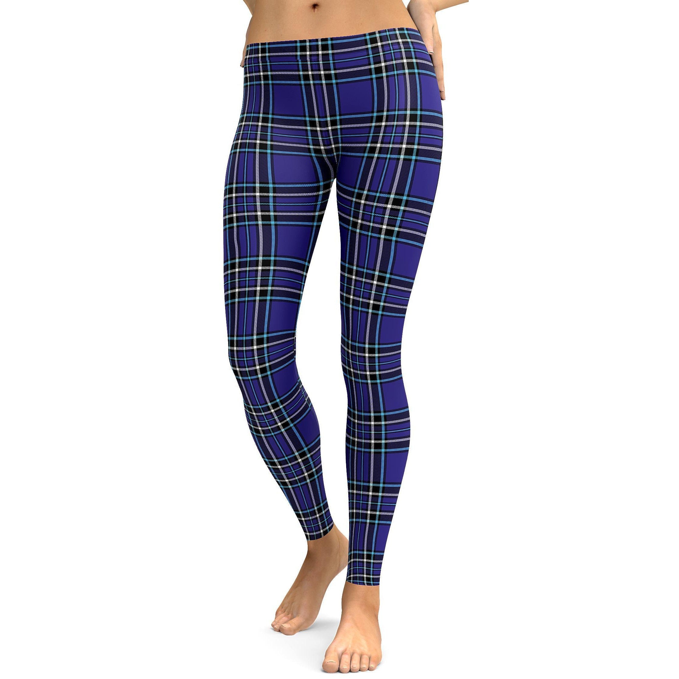 Navy Blue Tartan Leggings