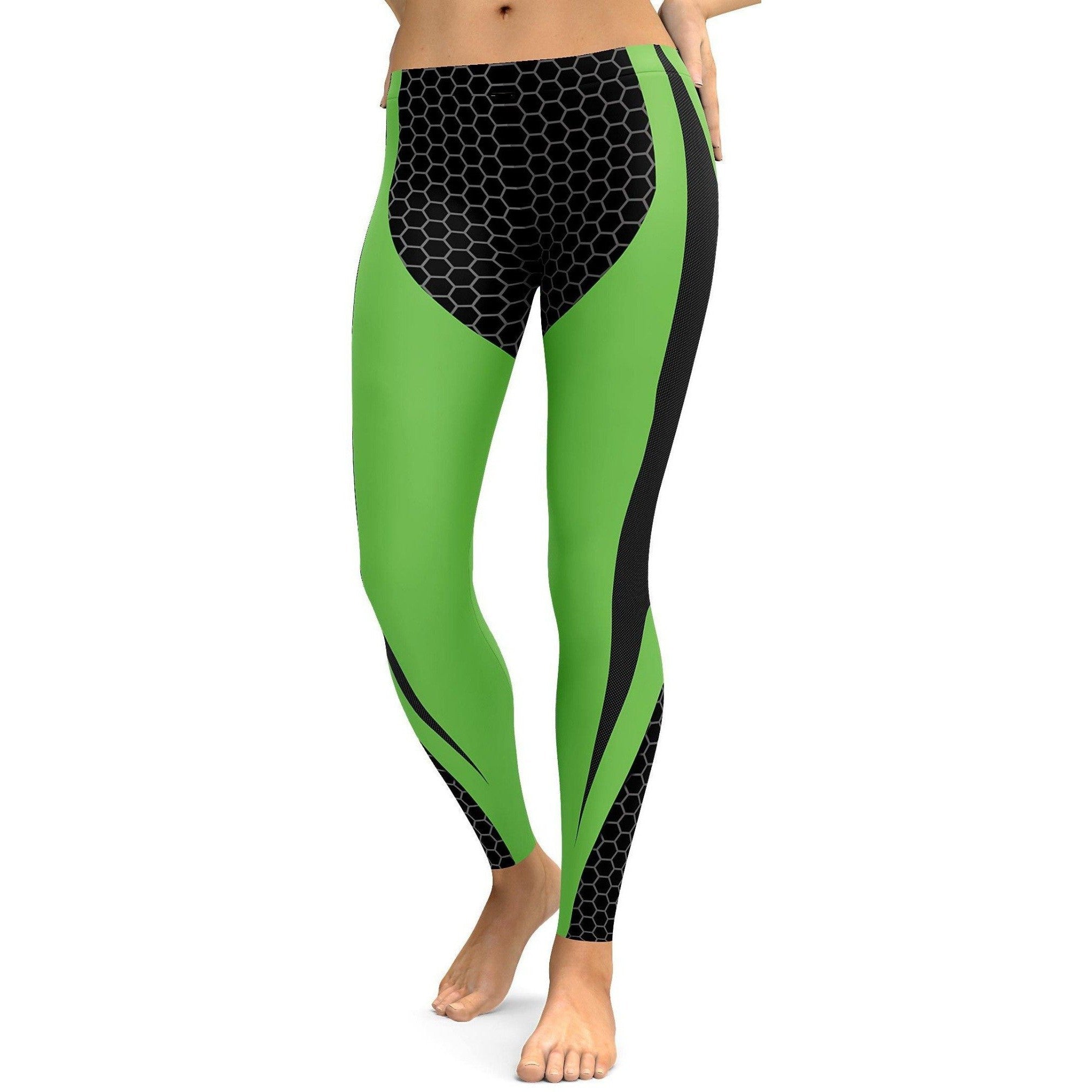 Green Honeycomb Carbon Leggings - Gearbunch Leggings