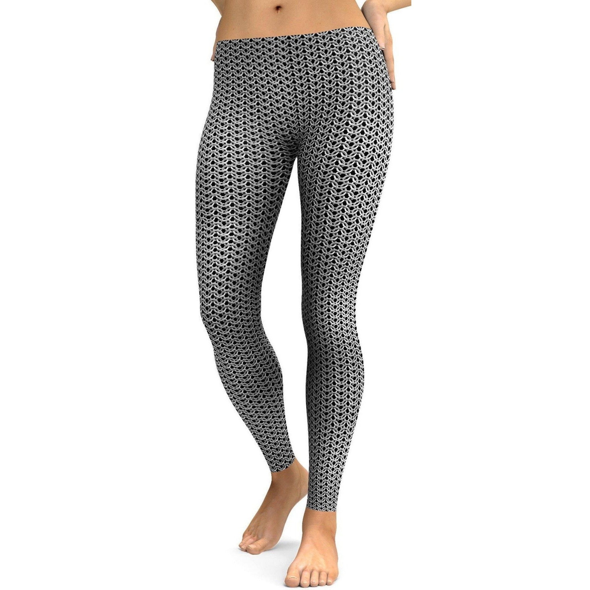 Womens Workout Yoga Knight's Chain Mail Design Leggings | Gear Bunch