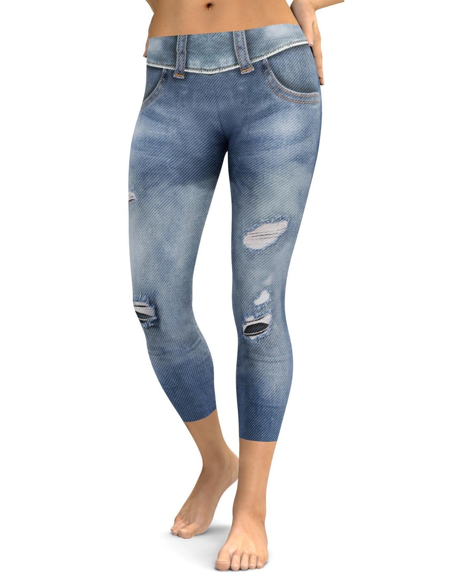 Womens Fashion Realistic Jeans Capris Leggings | Gearbunch