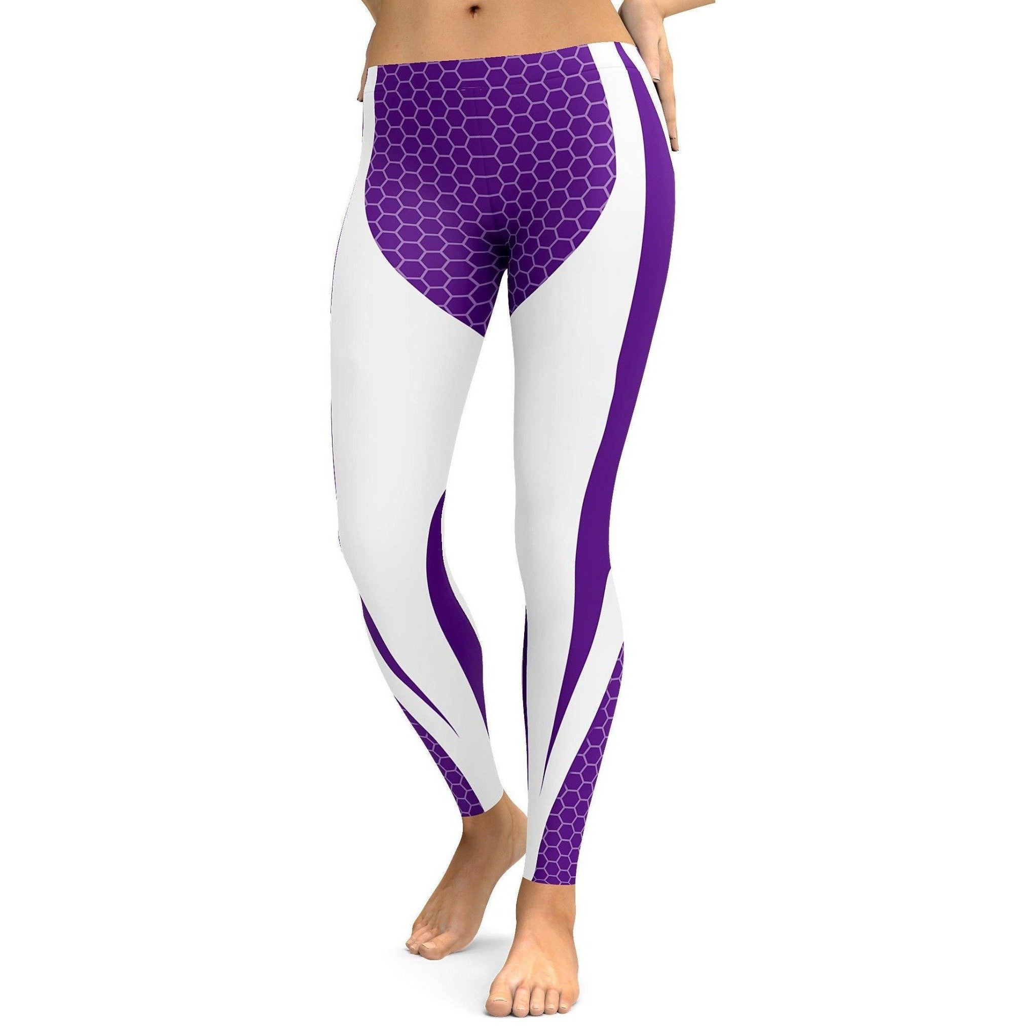 Purple Honeycomb Carbon White Leggings - Gearbunch Leggings