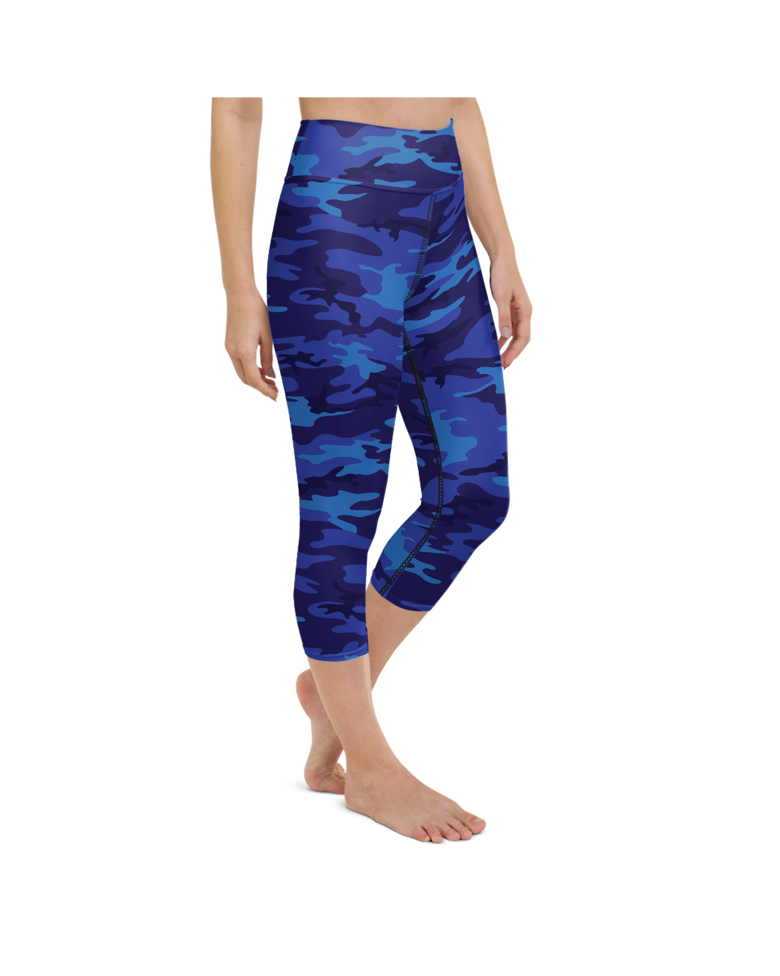 Blue Camo Yoga Capris Gearbunch