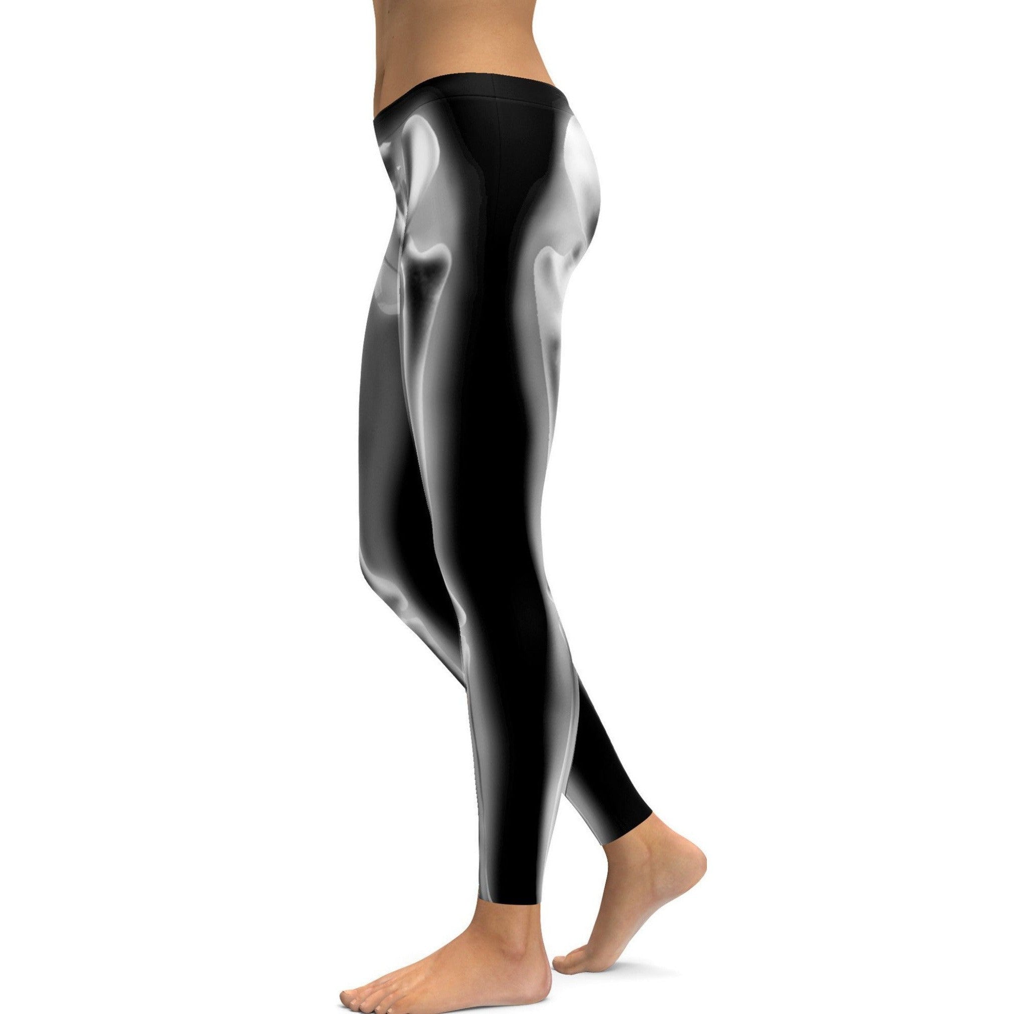 Womens Workout Yoga Realistic skeleton Leggings Black/White | Gearbunch.com