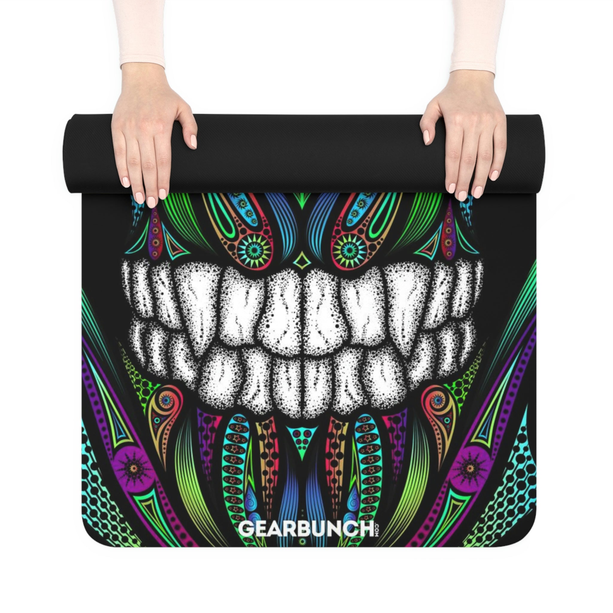 GearBunch Ornamental Colorful Neon Skull Yoga Mat