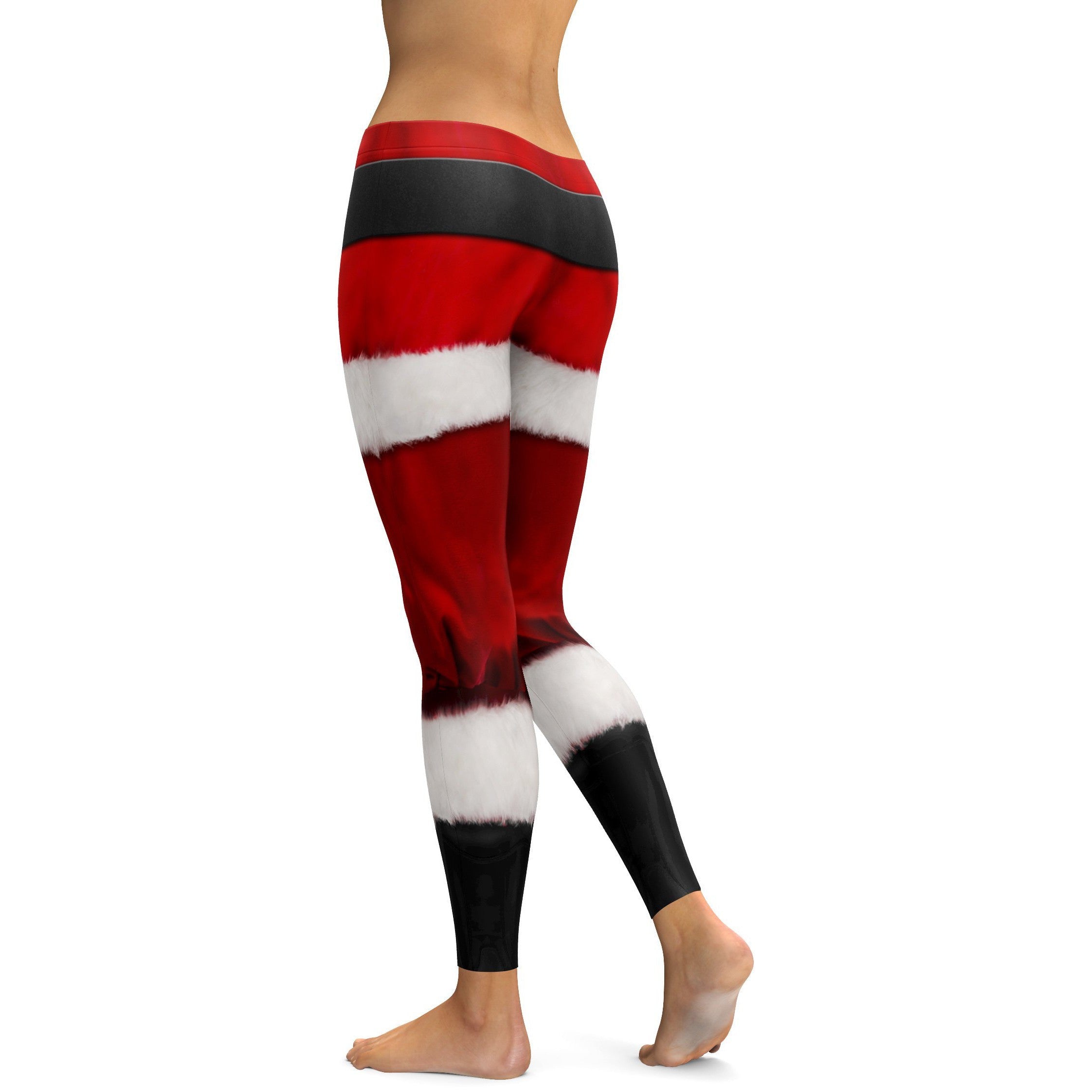 Womens Workout Yoga Santa's Pants Leggings White/Red/Black | Gearbunch.com