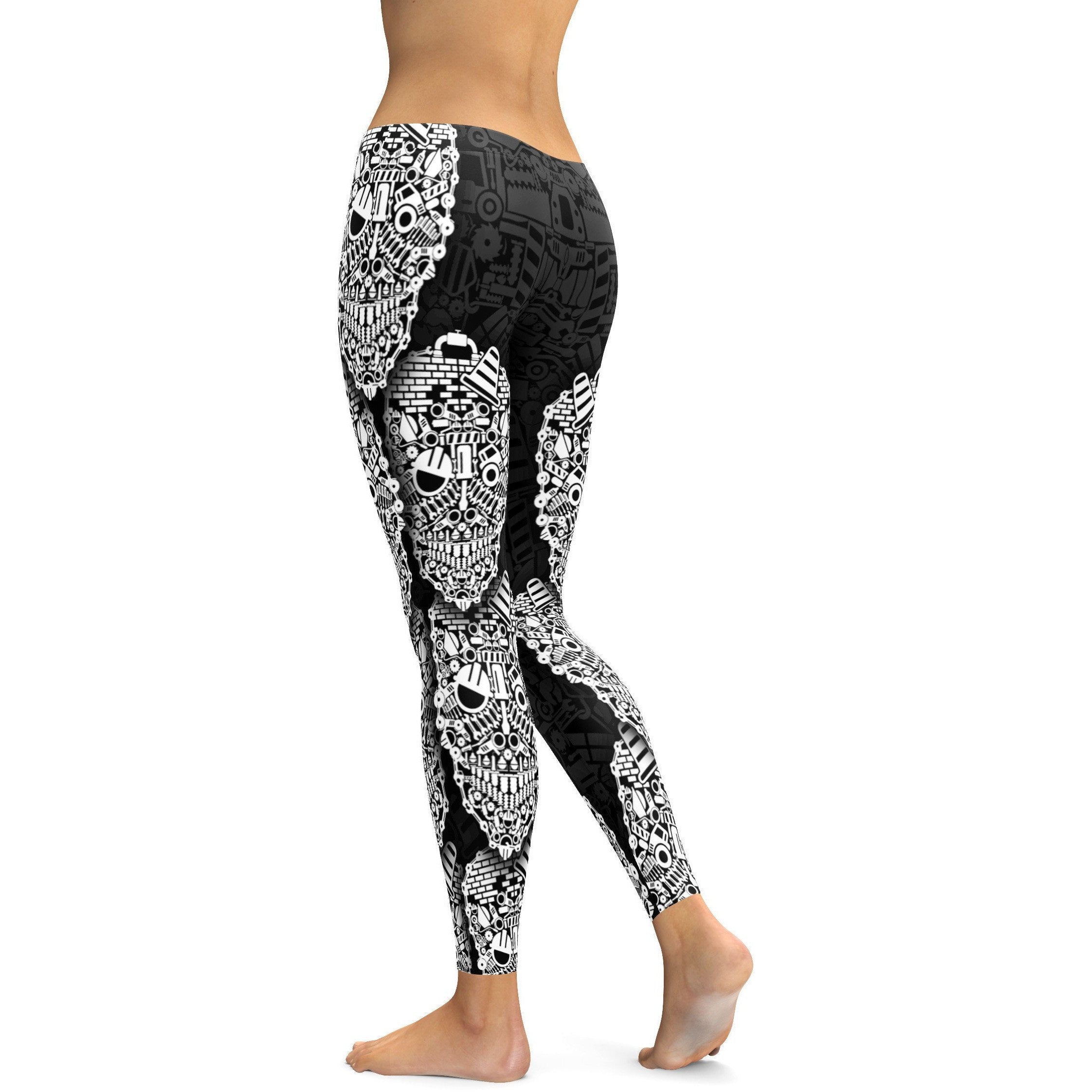 Construction Skull Leggings - GearBunch Leggings / Yoga Pants