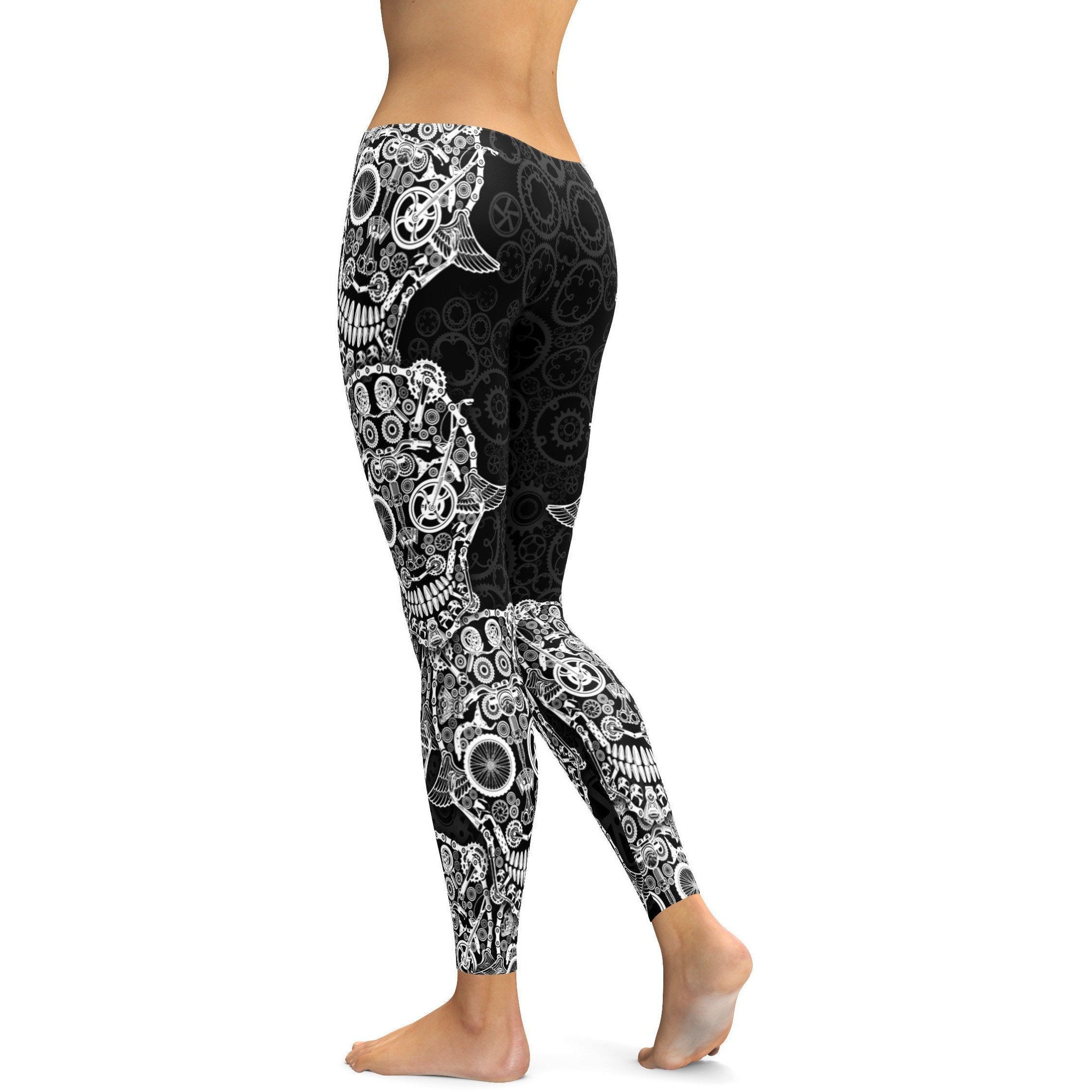 Biker Skull Leggings - GearBunch Leggings
