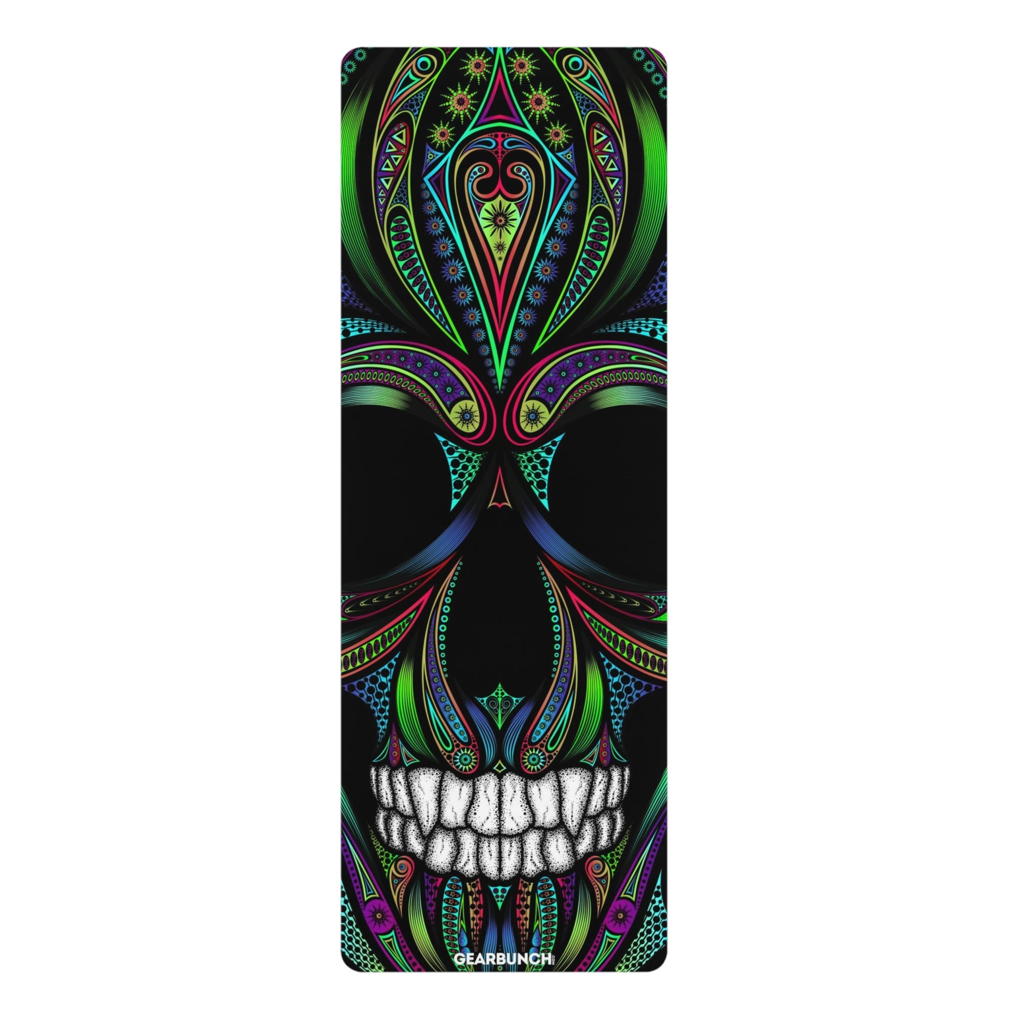 GearBunch Ornamental Colorful Neon Skull Yoga Mat
