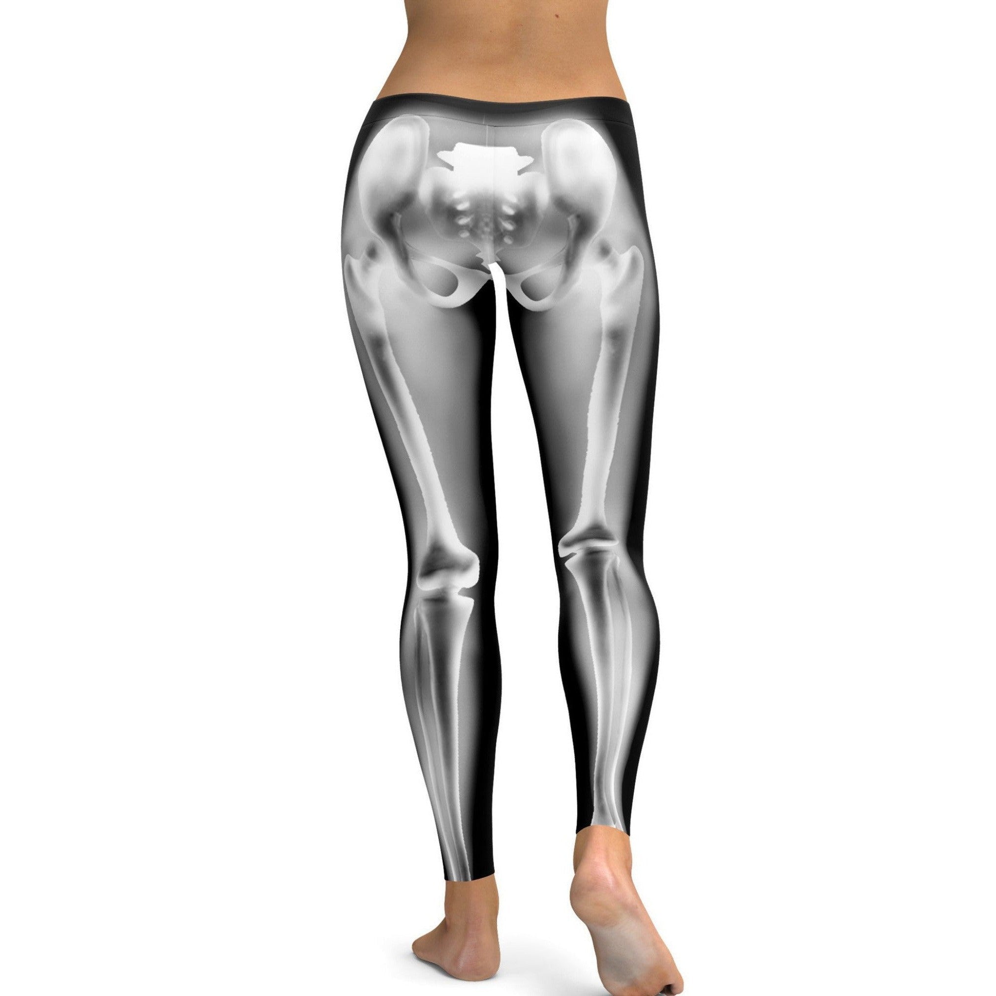 Womens Workout Yoga Realistic skeleton Leggings Black/White | Gearbunch.com