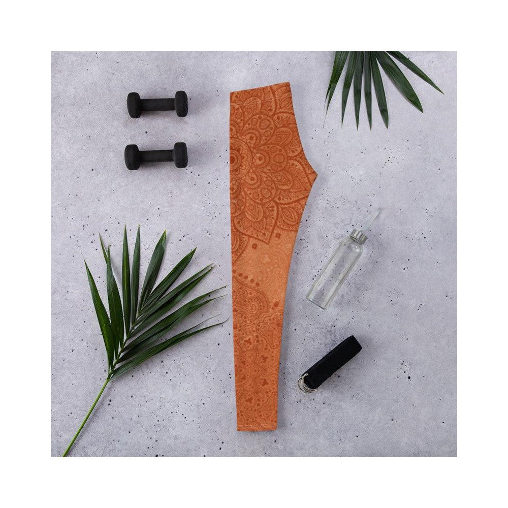 Workout Yoga Apricot Mandala Leggings Red Mehndi | Gear bunch