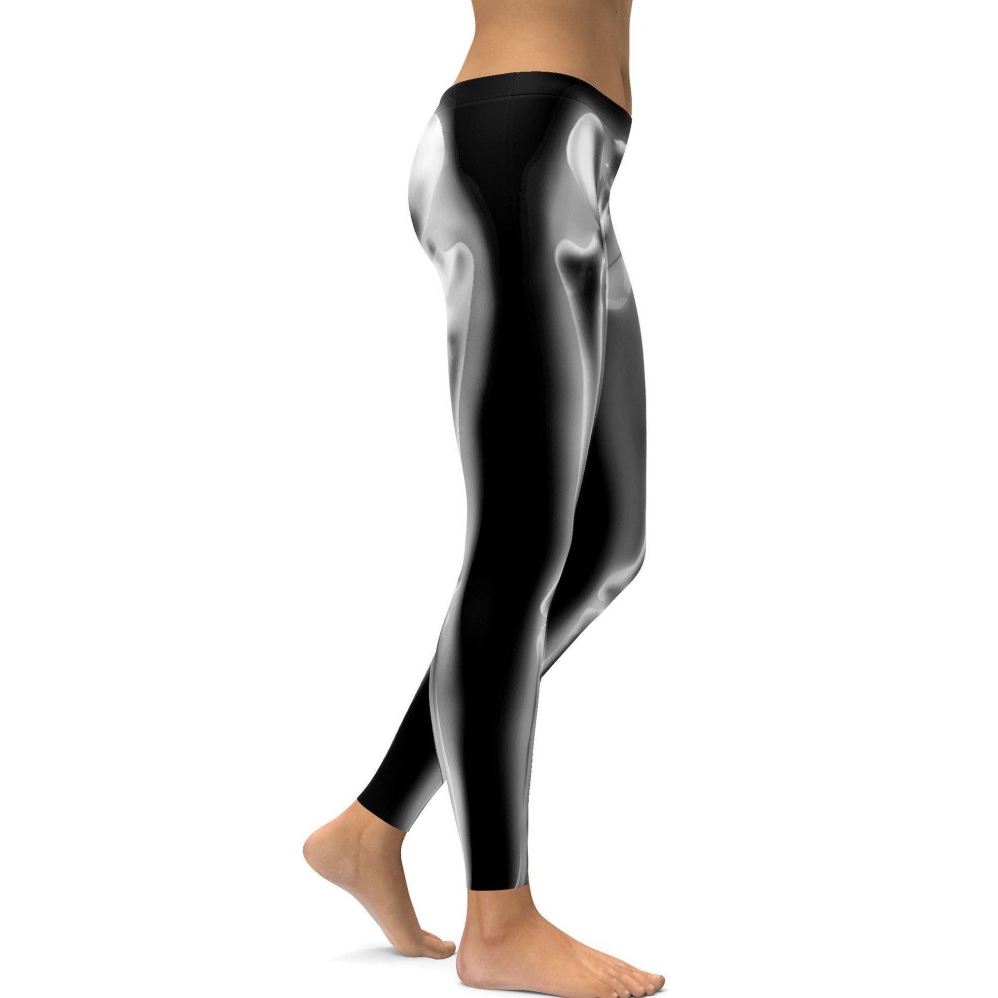 Womens Workout Yoga Realistic skeleton Leggings Black/White | Gearbunch.com