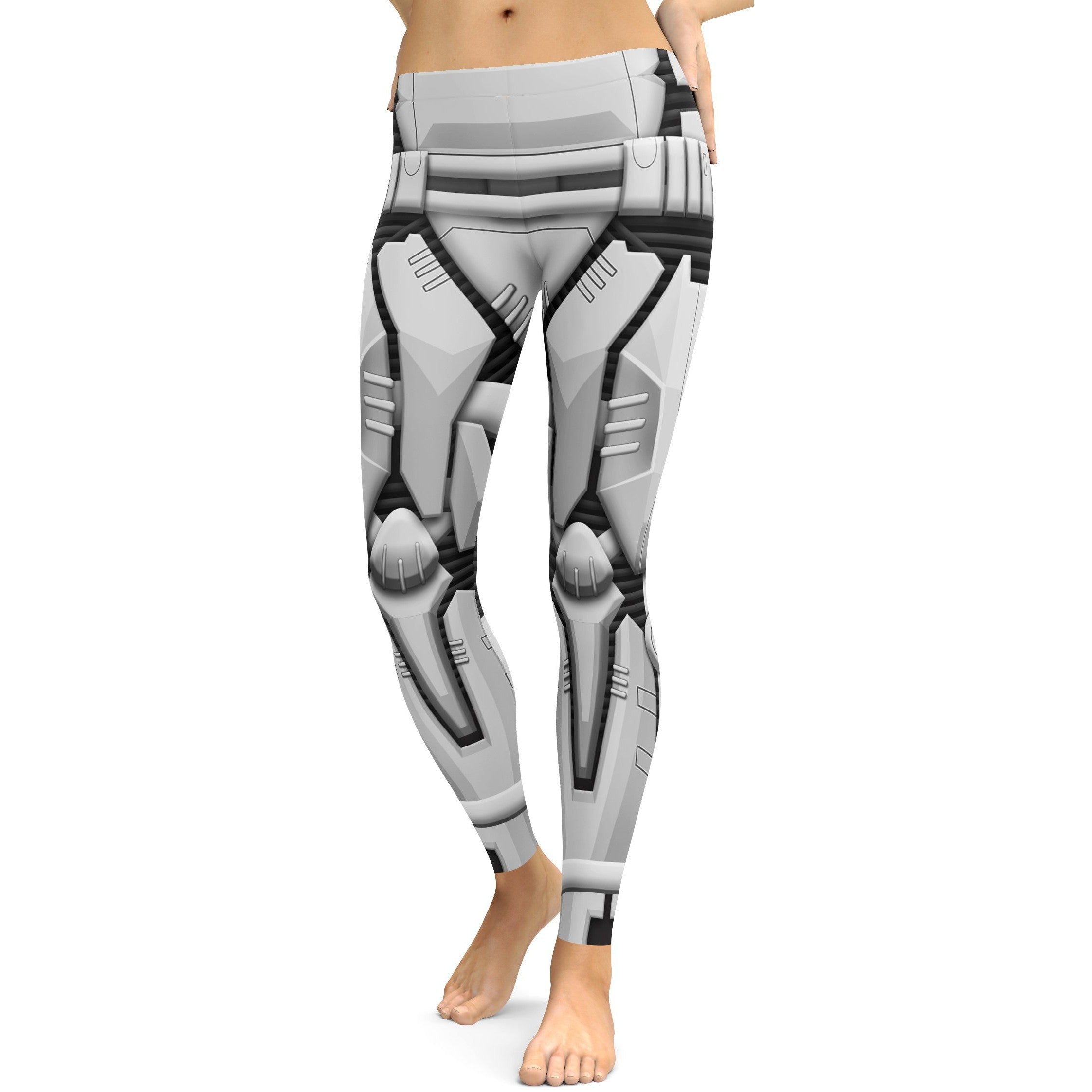 Womens Workout Yoga BBlack & White Trooper Leggings | Gear Bunch