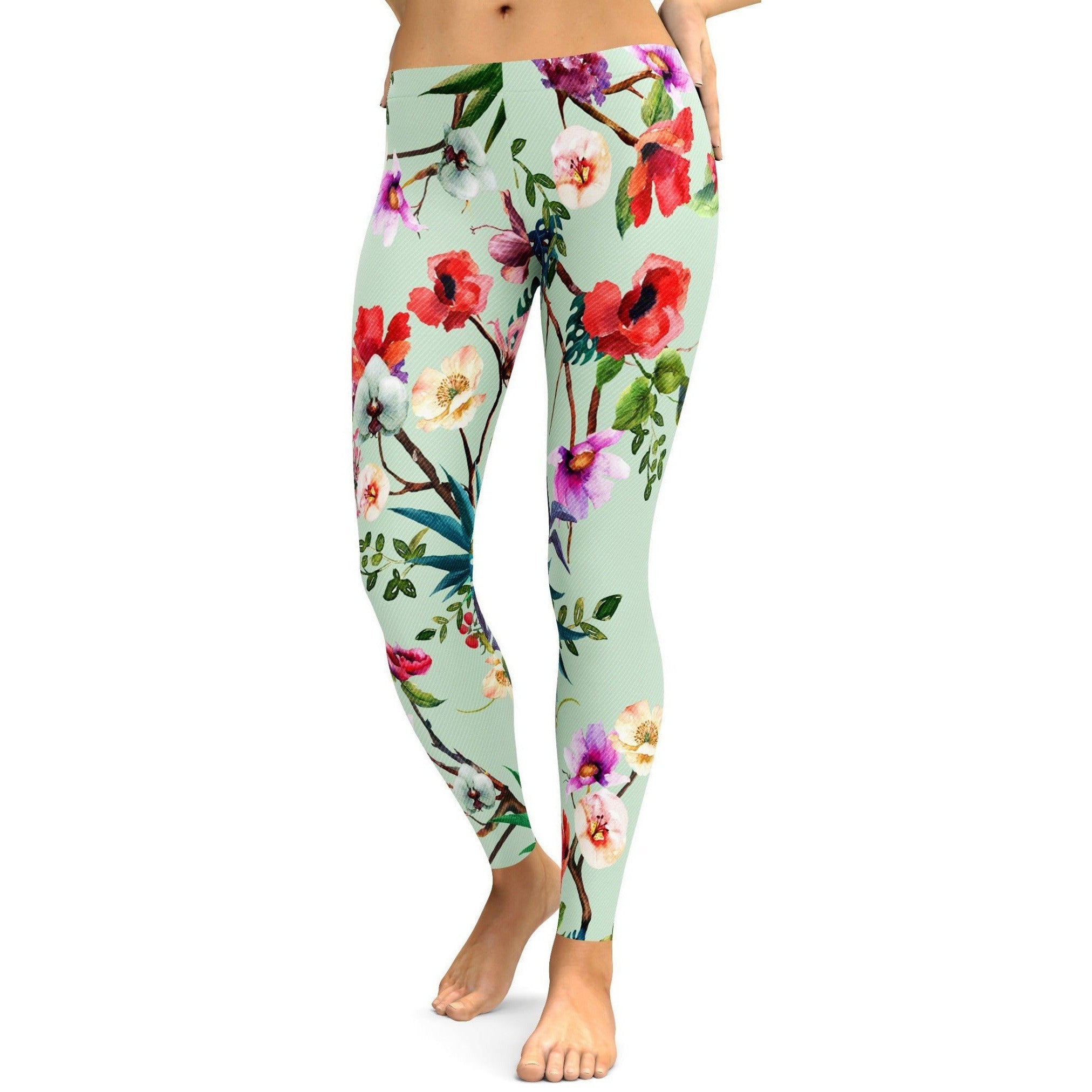 Pastel Floral Leggings - GearBunch Leggings