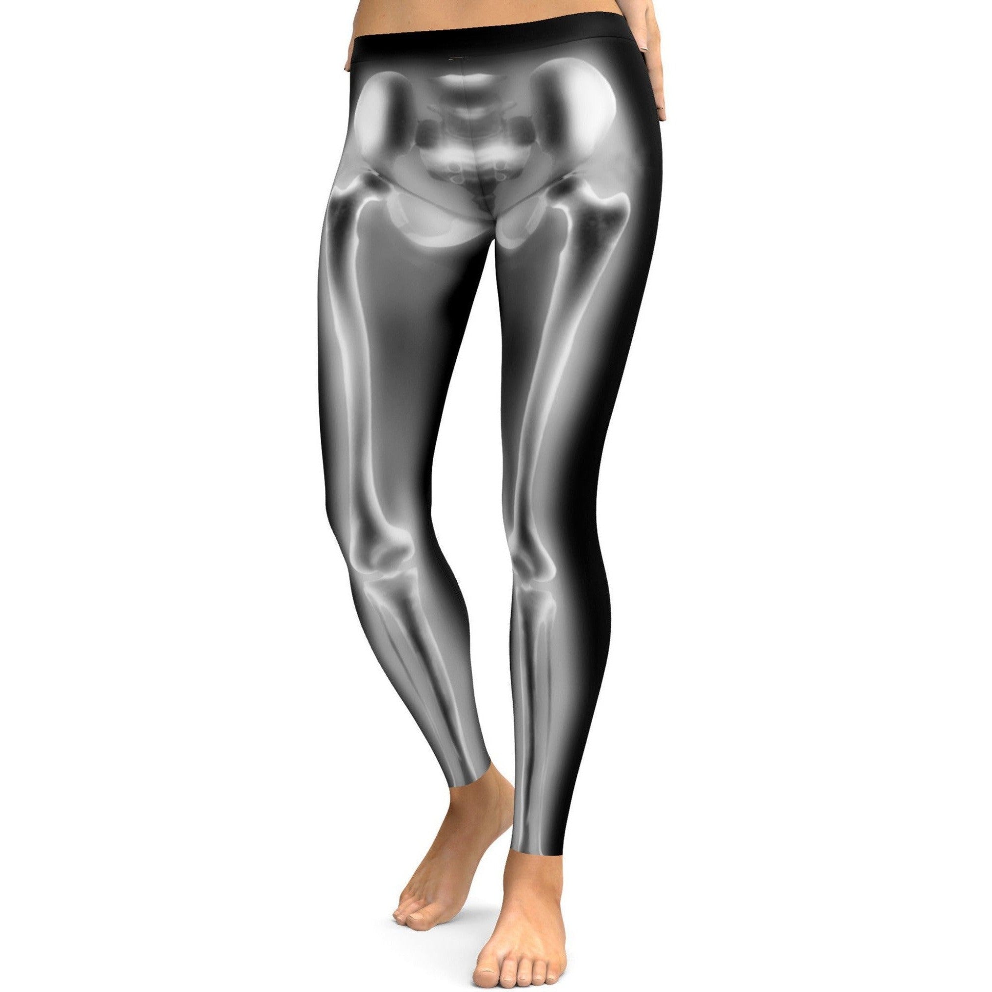 Womens Workout Yoga Realistic skeleton Leggings Black/White | Gearbunch.com